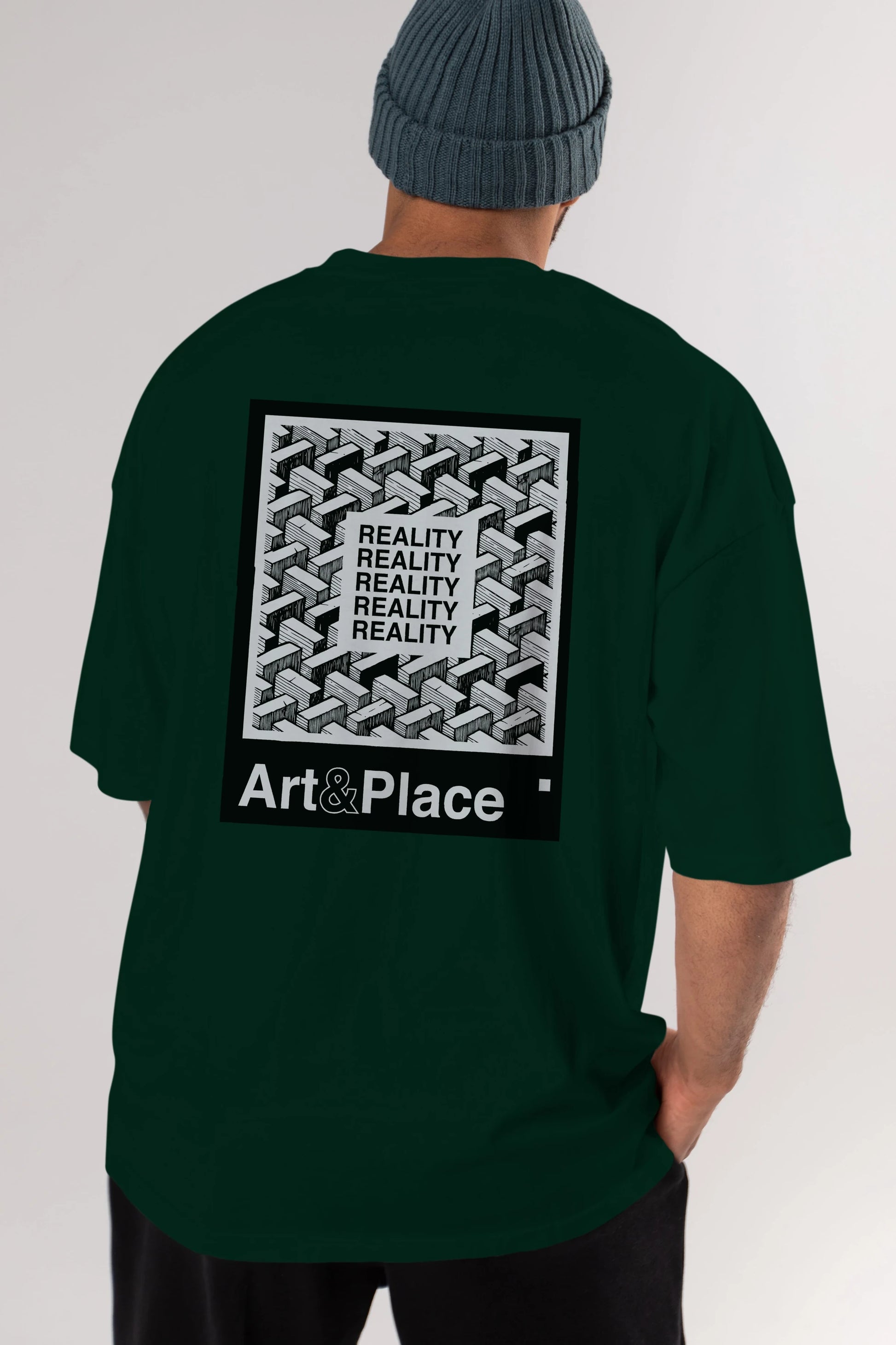 Reality Arka Baskılı Oversize t-shirt Erkek Kadın Unisex