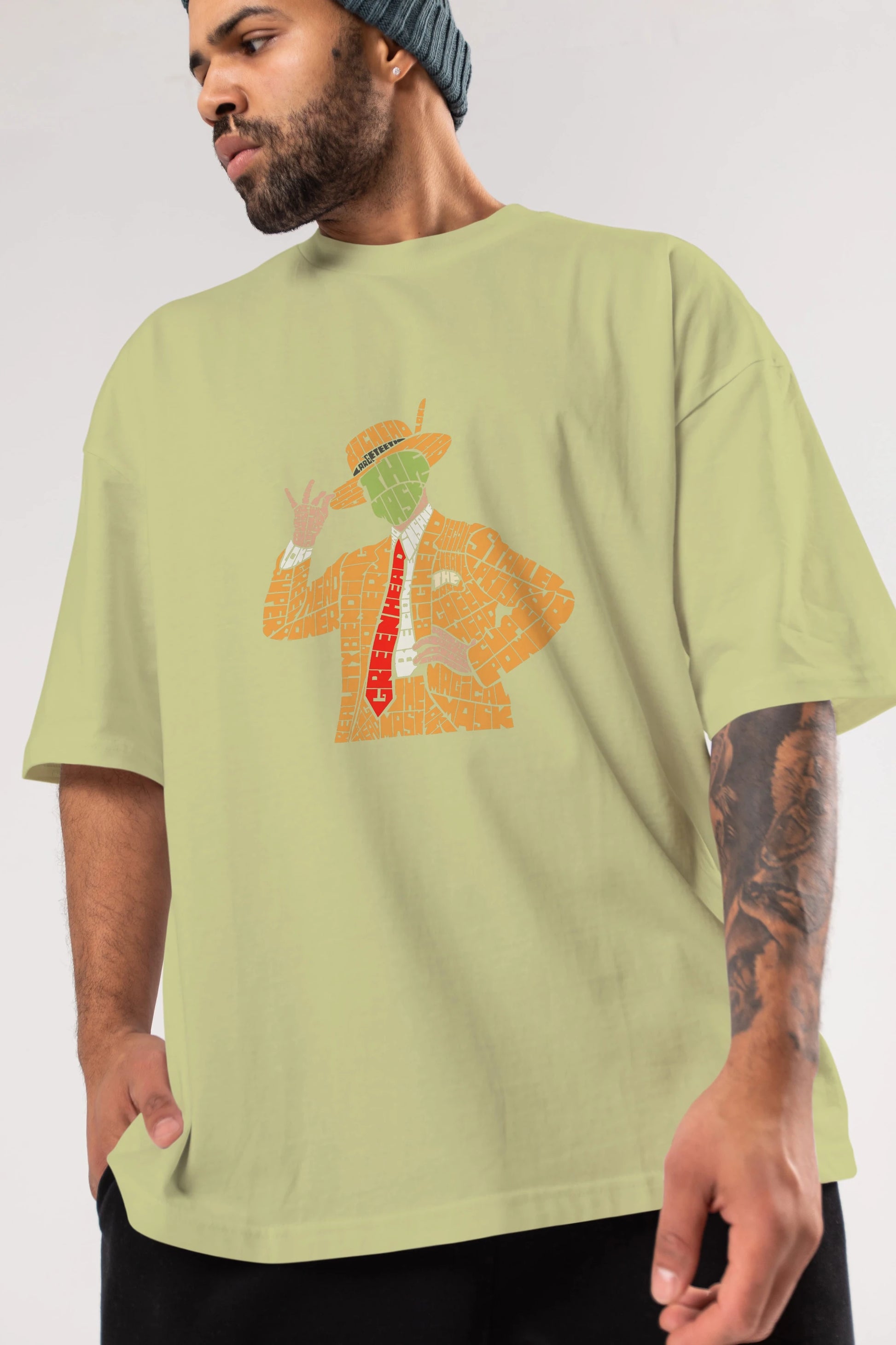 The Mask Ön Baskılı Oversize t-shirt %100 pamuk Erkek Kadın Unisex