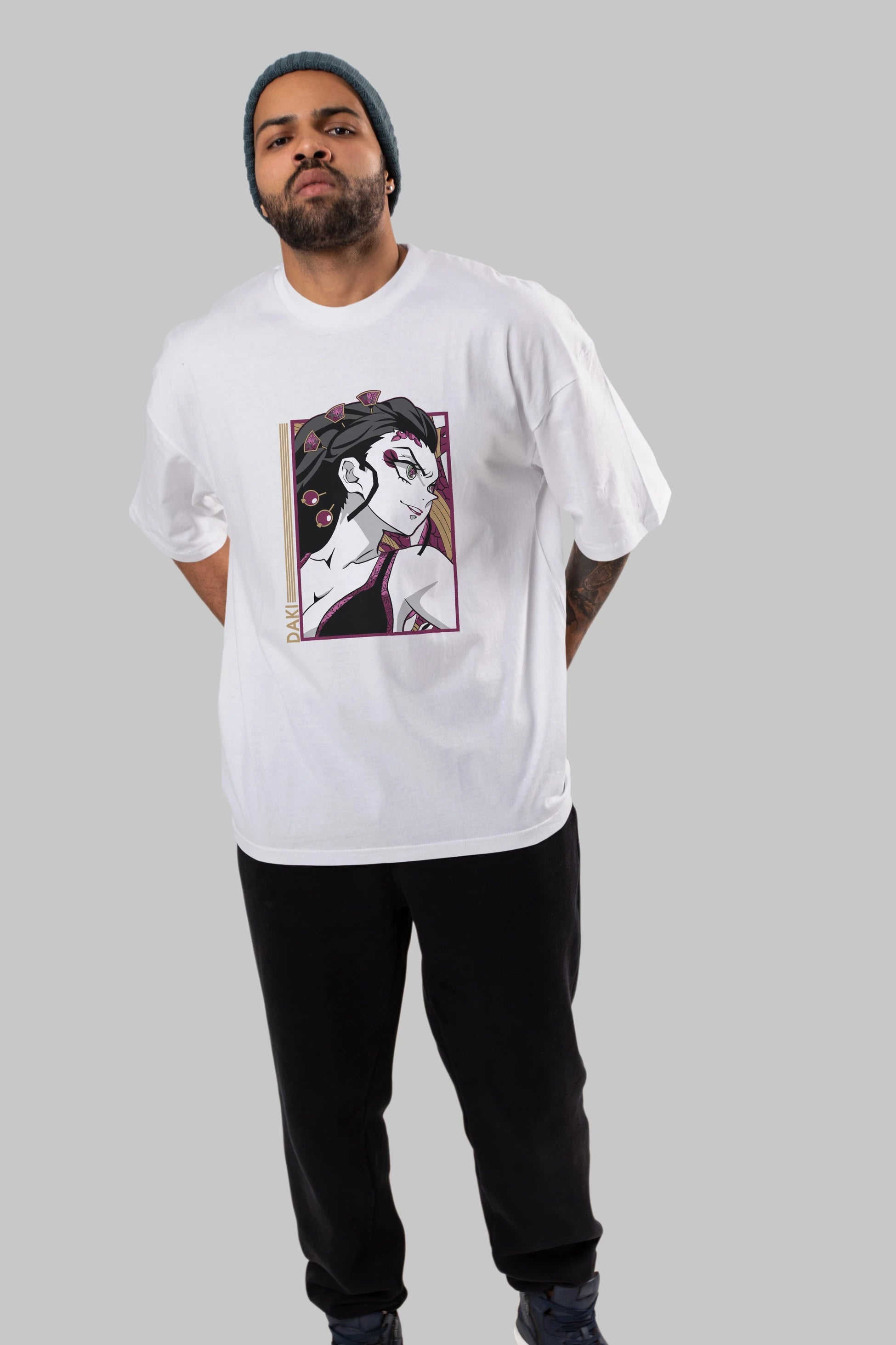 Daki DEMION SLAYER Anime Ön Baskılı Oversize t-shirt %100 pamuk Erkek Kadın Unisex