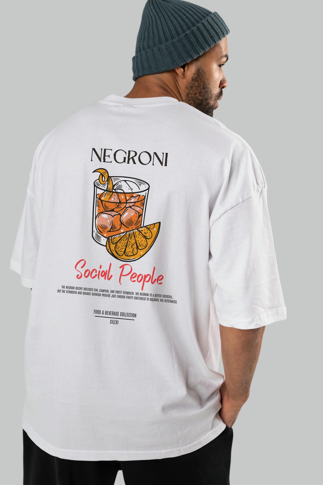 Negroni Kokteyl Serisi Baskılı Oversize t-shirt Erkek Kadın Unisex %100 Pamuk Bisiklet Yaka tişort