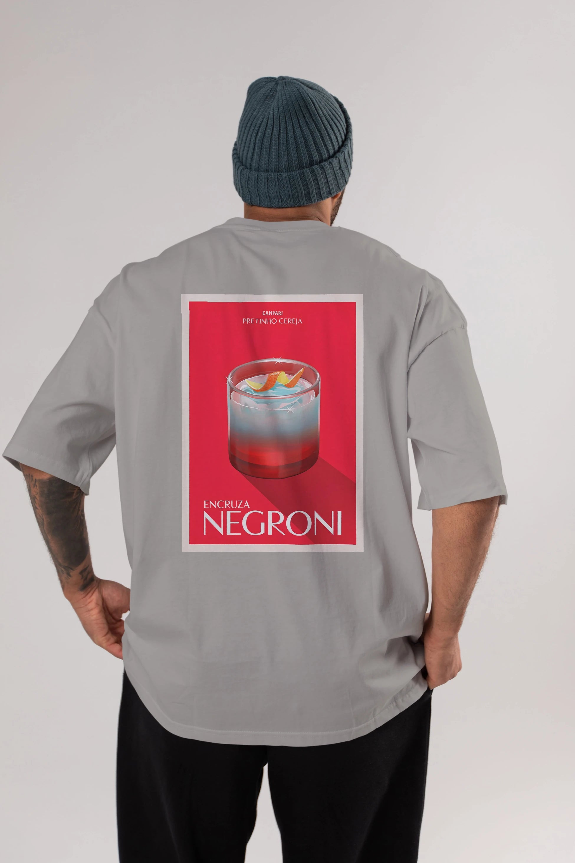 Encruza Negroni Arka Baskılı Oversize t-shirt Erkek Kadın Unisex %100 Pamuk Bisiklet Yaka tişort