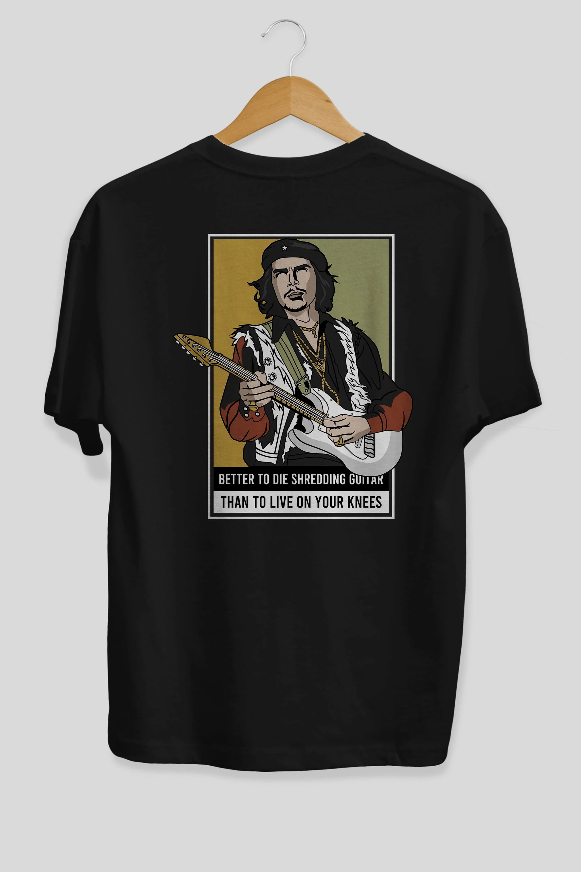 Che Guevara Hendrix Arka Baskılı Oversize t-shirt Erkek Kadın Unisex %100 Pamuk tişort