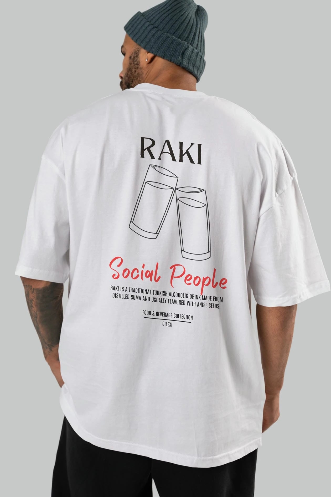 Rakı Kokteyl Serisi Baskılı Oversize t-shirt Erkek Kadın Unisex %100 Pamuk Bisiklet Yaka tişort