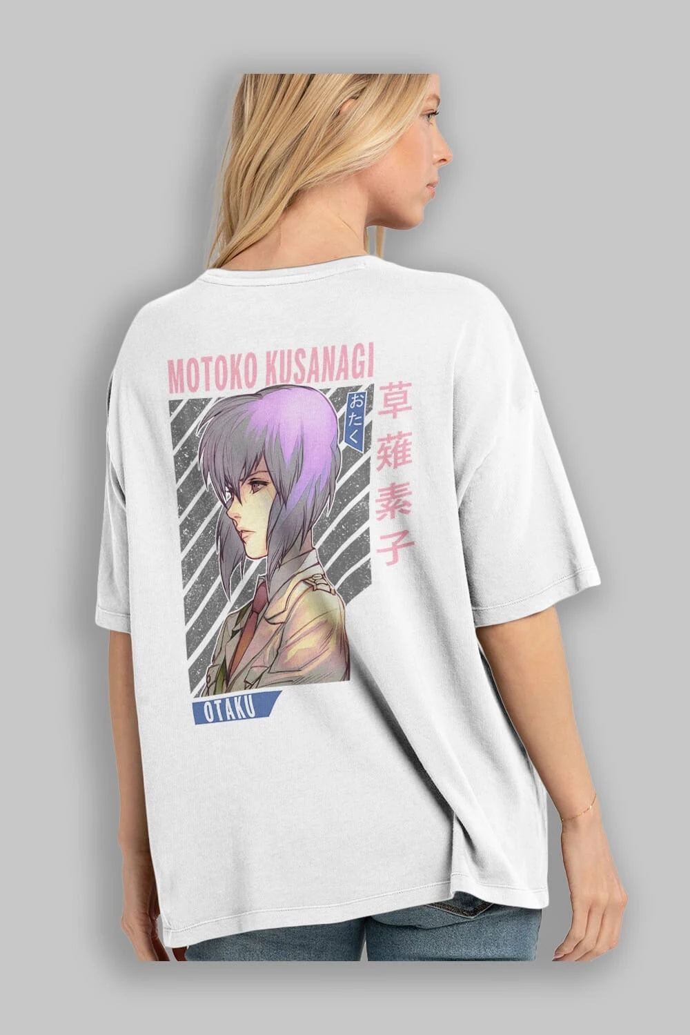 Motoko Kusanagi 4 Anime Arka Baskılı Oversize t-shirt Erkek Kadın Unisex