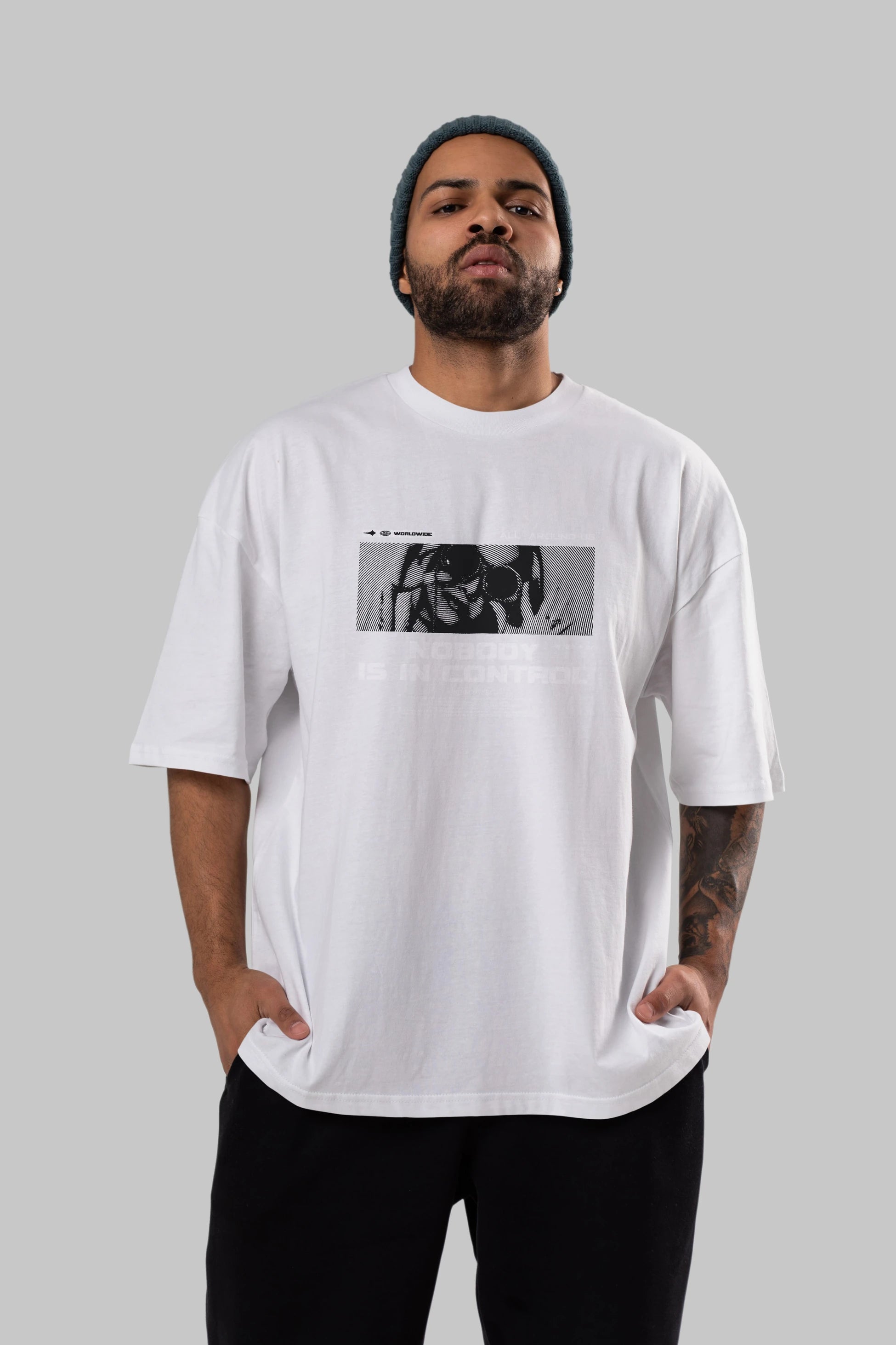 Nobody is in Control Ön Baskılı Oversize t-shirt Erkek Kadın Unisex