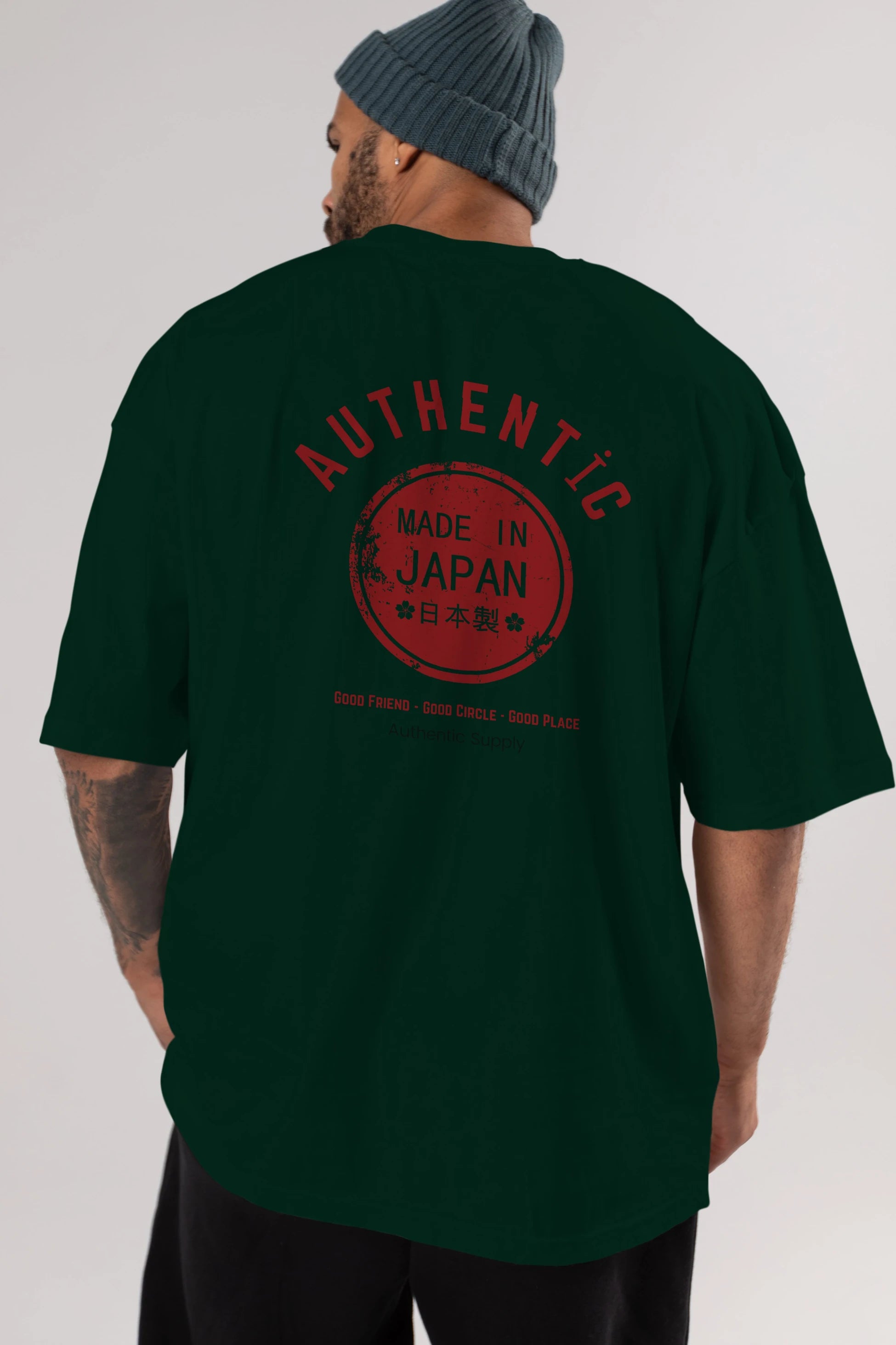 Authentic Japan Style Arka Baskılı Oversize t-shirt Erkek Kadın Unisex