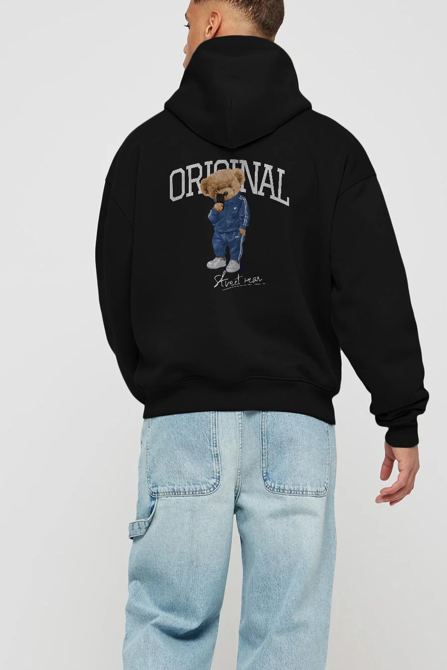 Teddy Bear Original Arka Baskılı Hoodie Oversize Kapüşonlu Sweatshirt Erkek Kadın Unisex