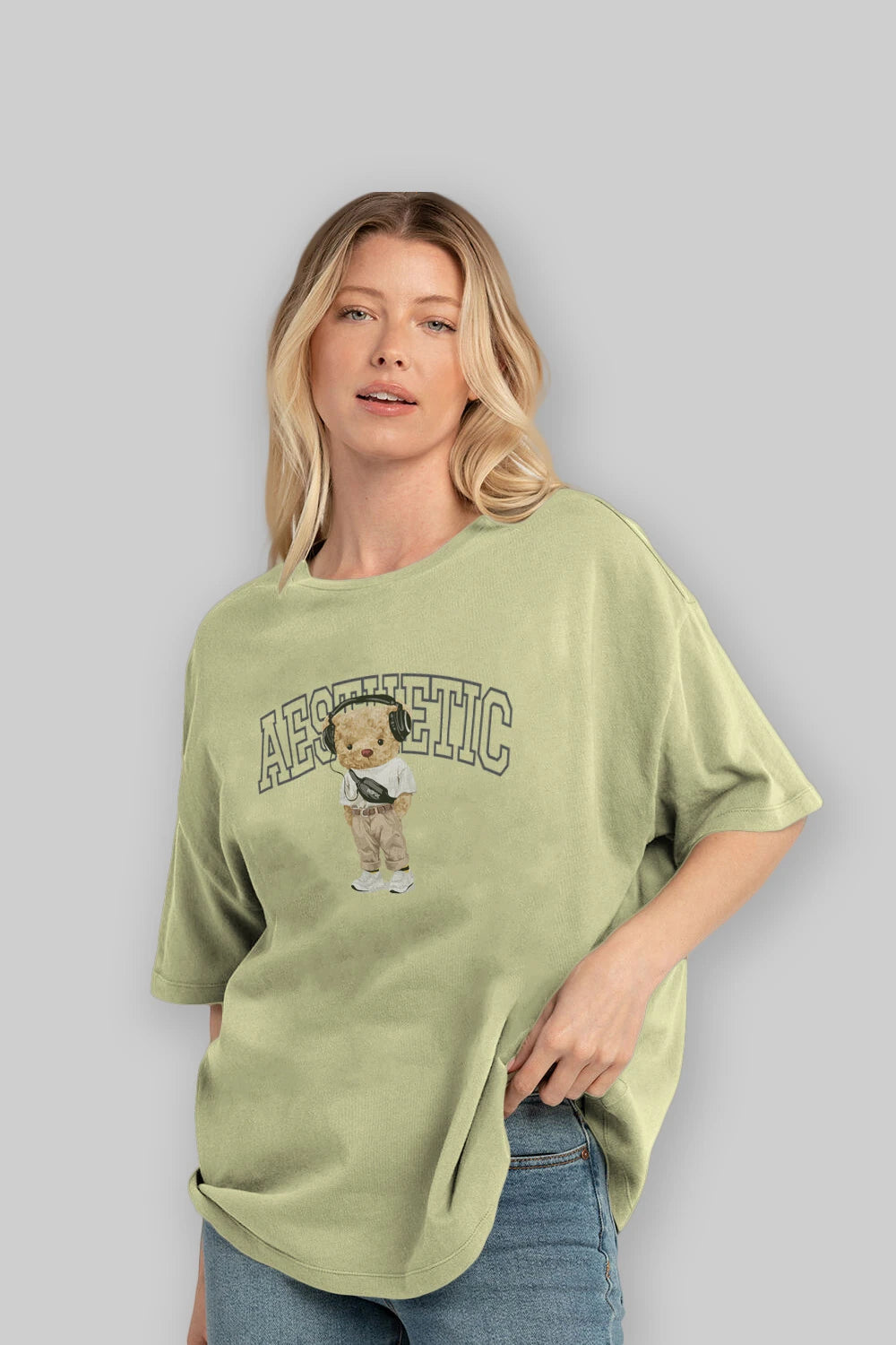 Teddy Bear Aesthetıc Ön Baskılı Oversize t-shirt Erkek Kadın Unisex %100 Pamuk