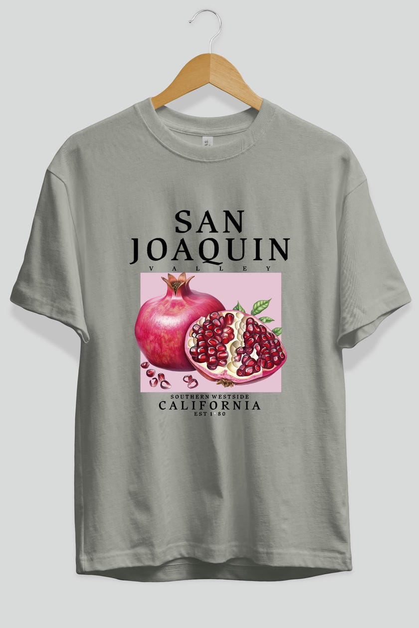 San Joaquin Nar Ön Baskılı Oversize t-shirt Erkek Kadın Pamuk Bisiklet Yaka tişort