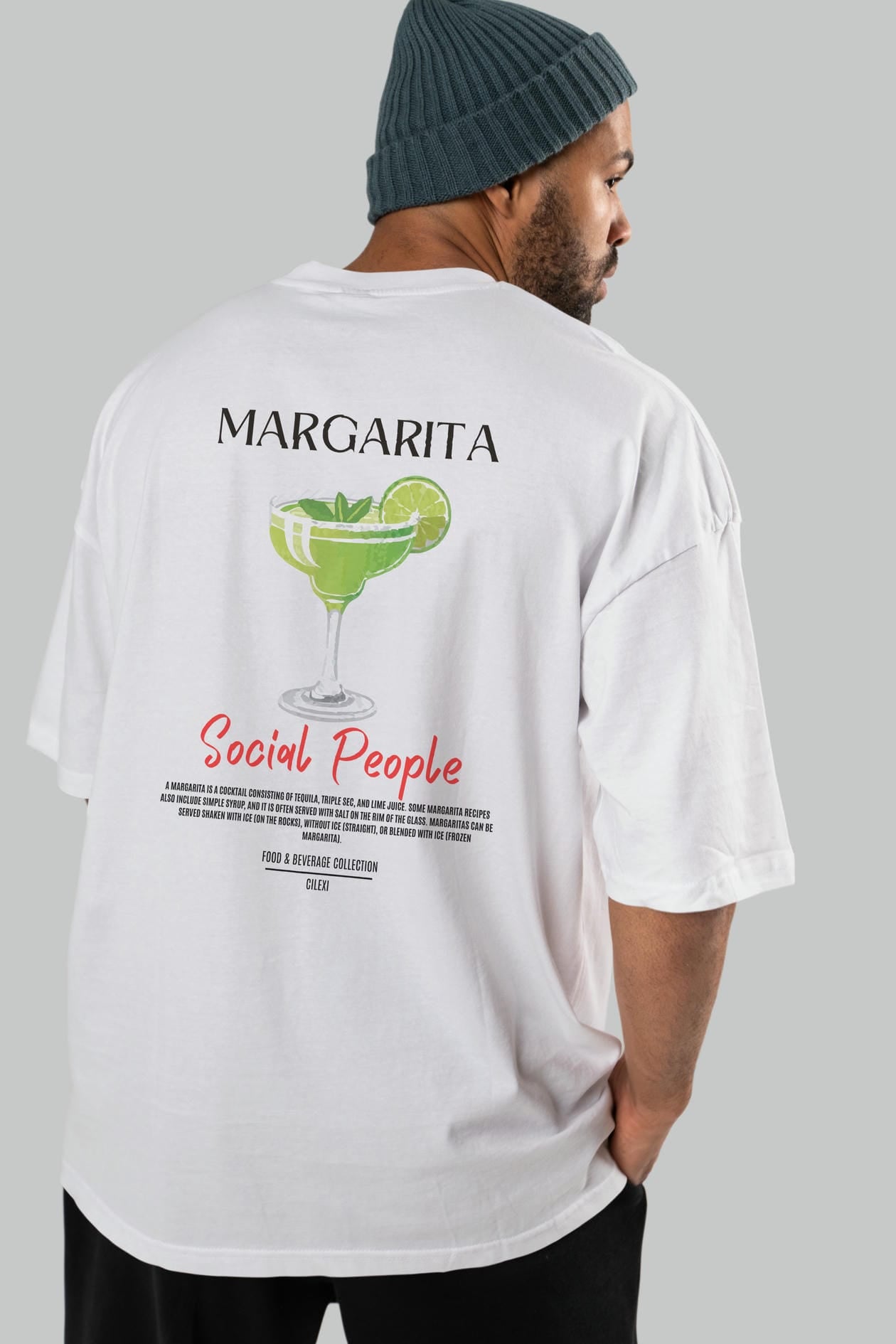 Margarita Kokteyl Serisi Baskılı Oversize t-shirt Erkek Kadın Unisex %100 Pamuk Bisiklet Yaka tişort