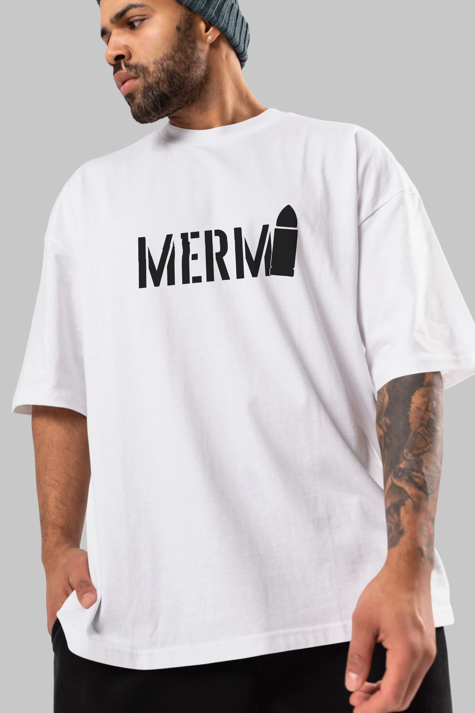 Mermi Ön Baskılı Oversize t-shirt %100 pamuk Erkek Kadın Unisex