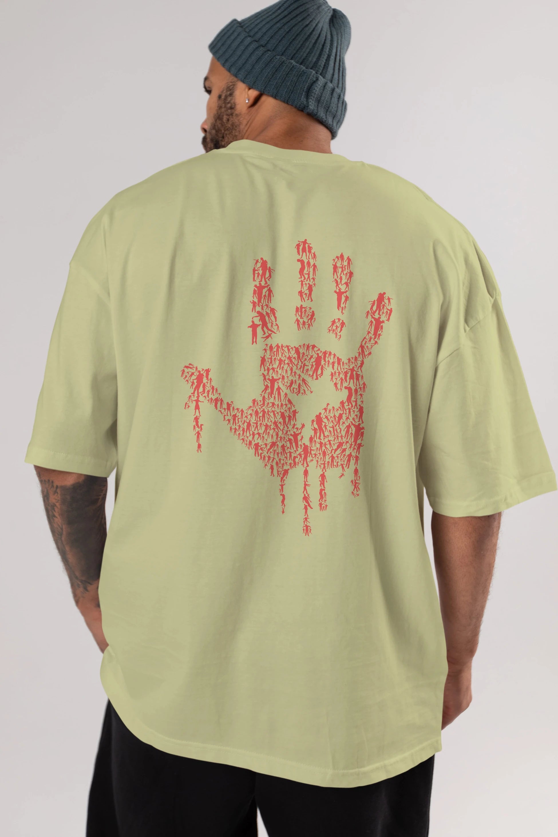 Hand Of Zombies Arka Baskılı Oversize t-shirt %100 pamuk Erkek Kadın Unisex
