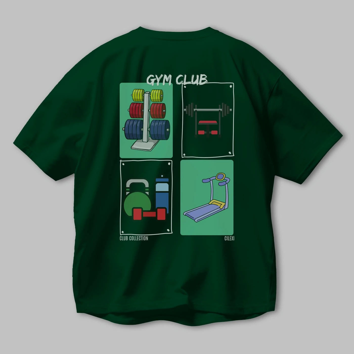 Gym Club Arka Baskılı Oversize t-shirt Erkek Kadın %100 Pamuk Bisiklet Yaka tişort