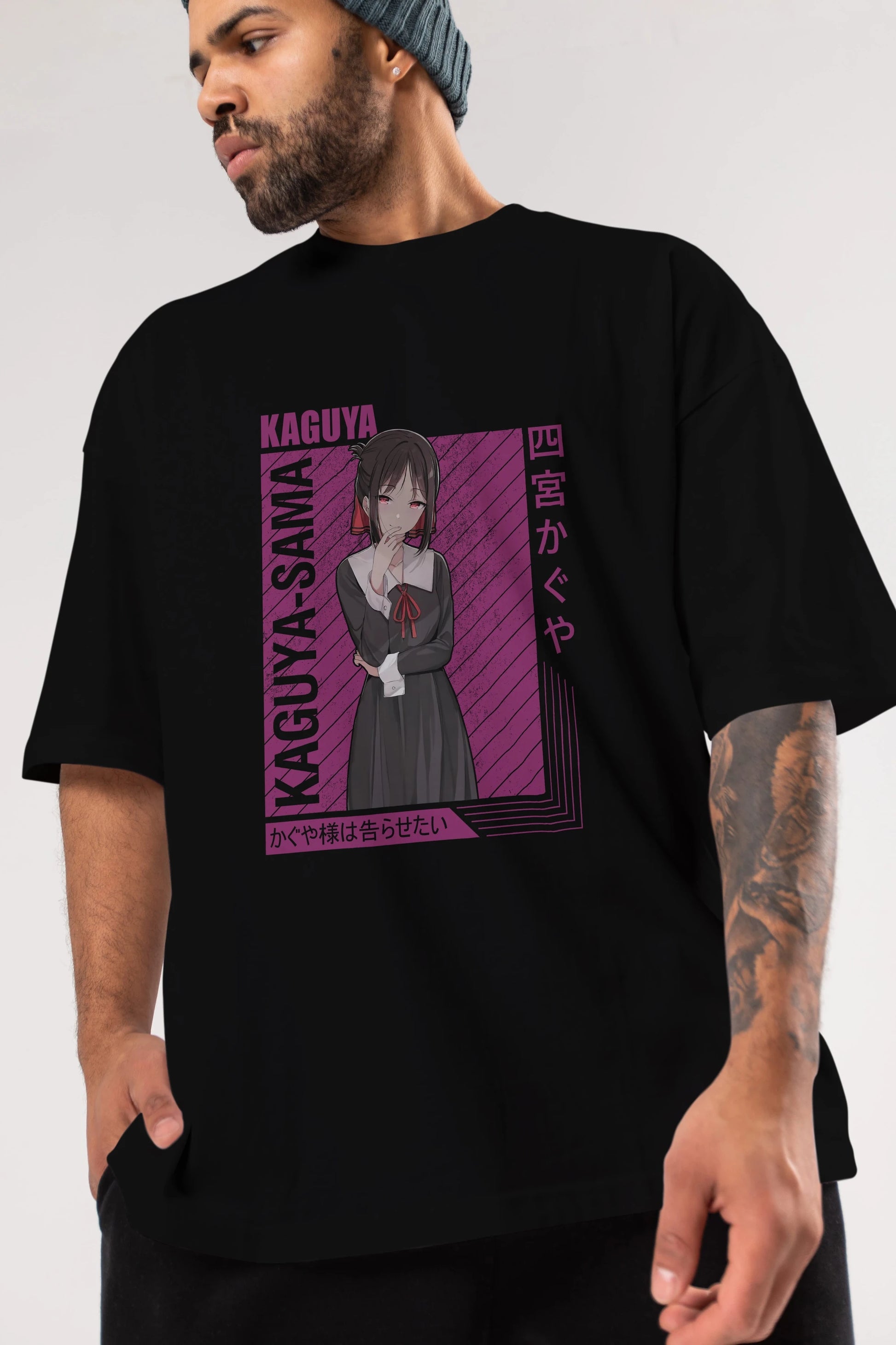 Kaguya Shinomiya 4 1 Anime Ön Baskılı Oversize t-shirt %100 pamuk Erkek Kadın Unisex