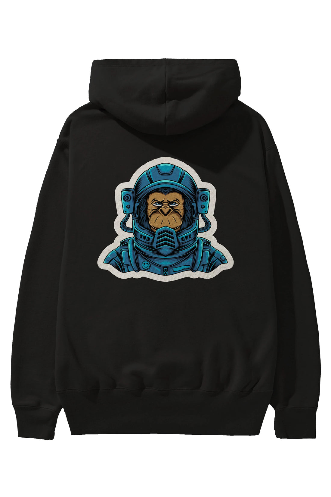 Astromonkey Sticker Arka Baskılı Hoodie Oversize Kapüşonlu Sweatshirt Erkek Kadın Unisex