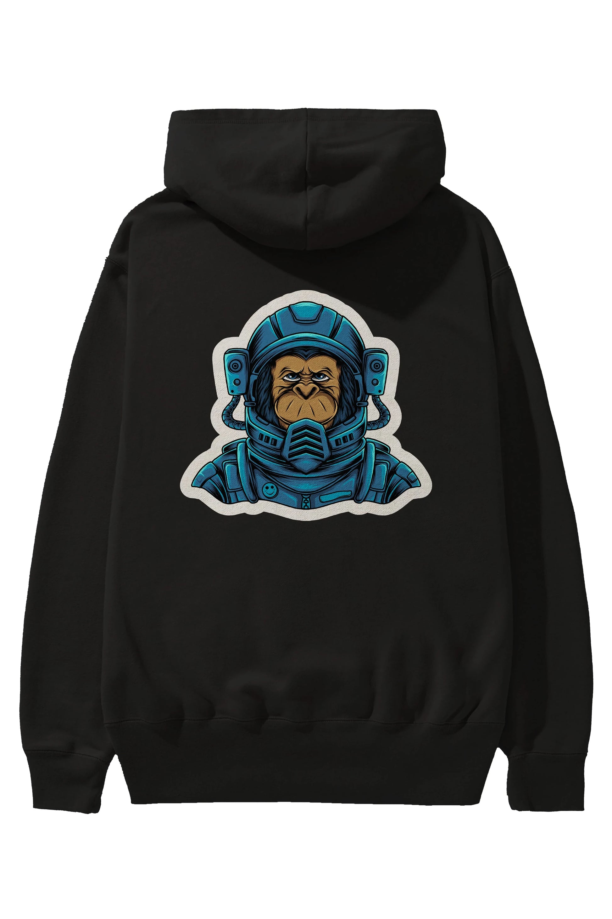 Astromonkey Sticker Arka Baskılı Hoodie Oversize Kapüşonlu Sweatshirt Erkek Kadın Unisex