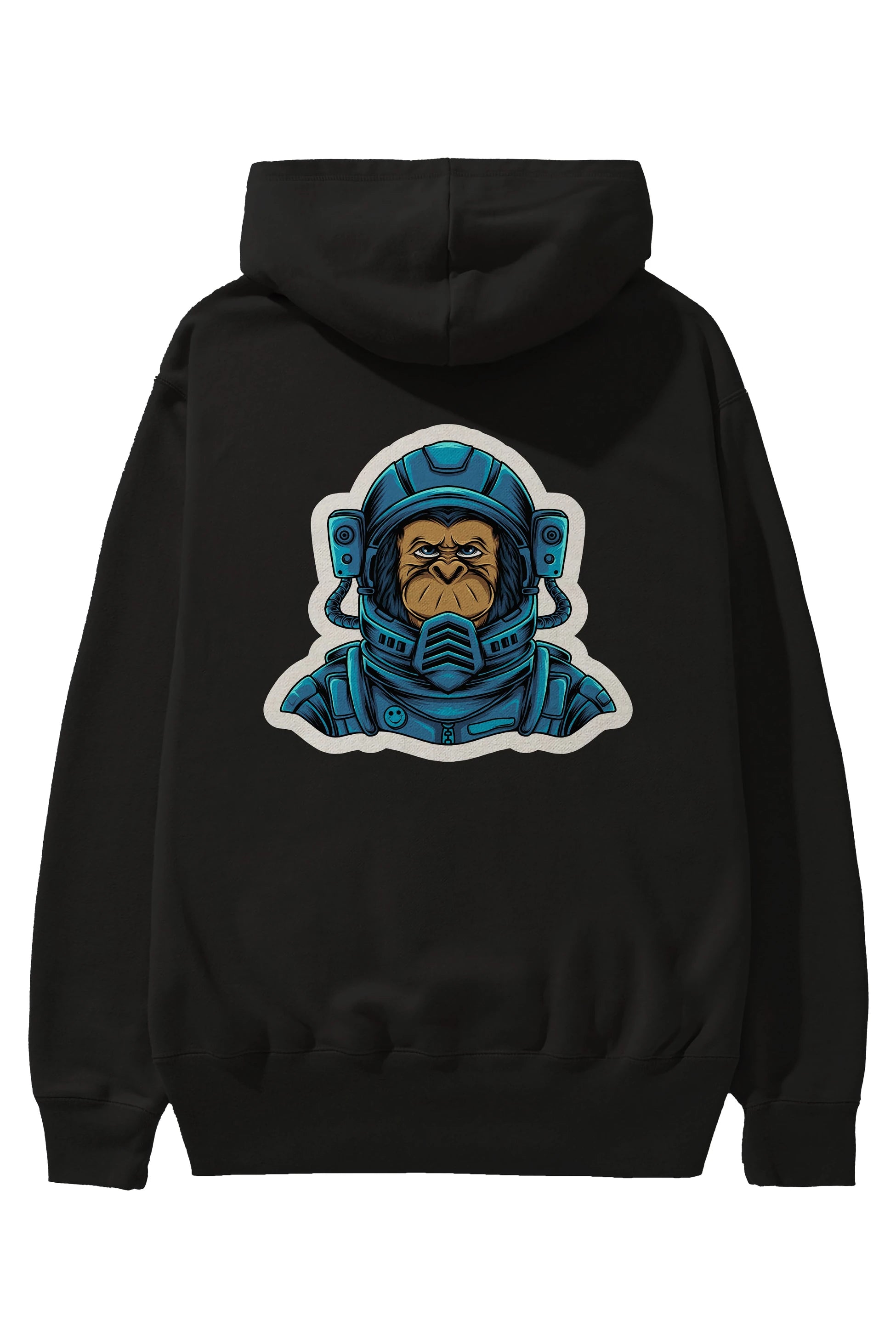 Astromonkey Sticker Arka Baskılı Hoodie Oversize Kapüşonlu Sweatshirt Erkek Kadın Unisex