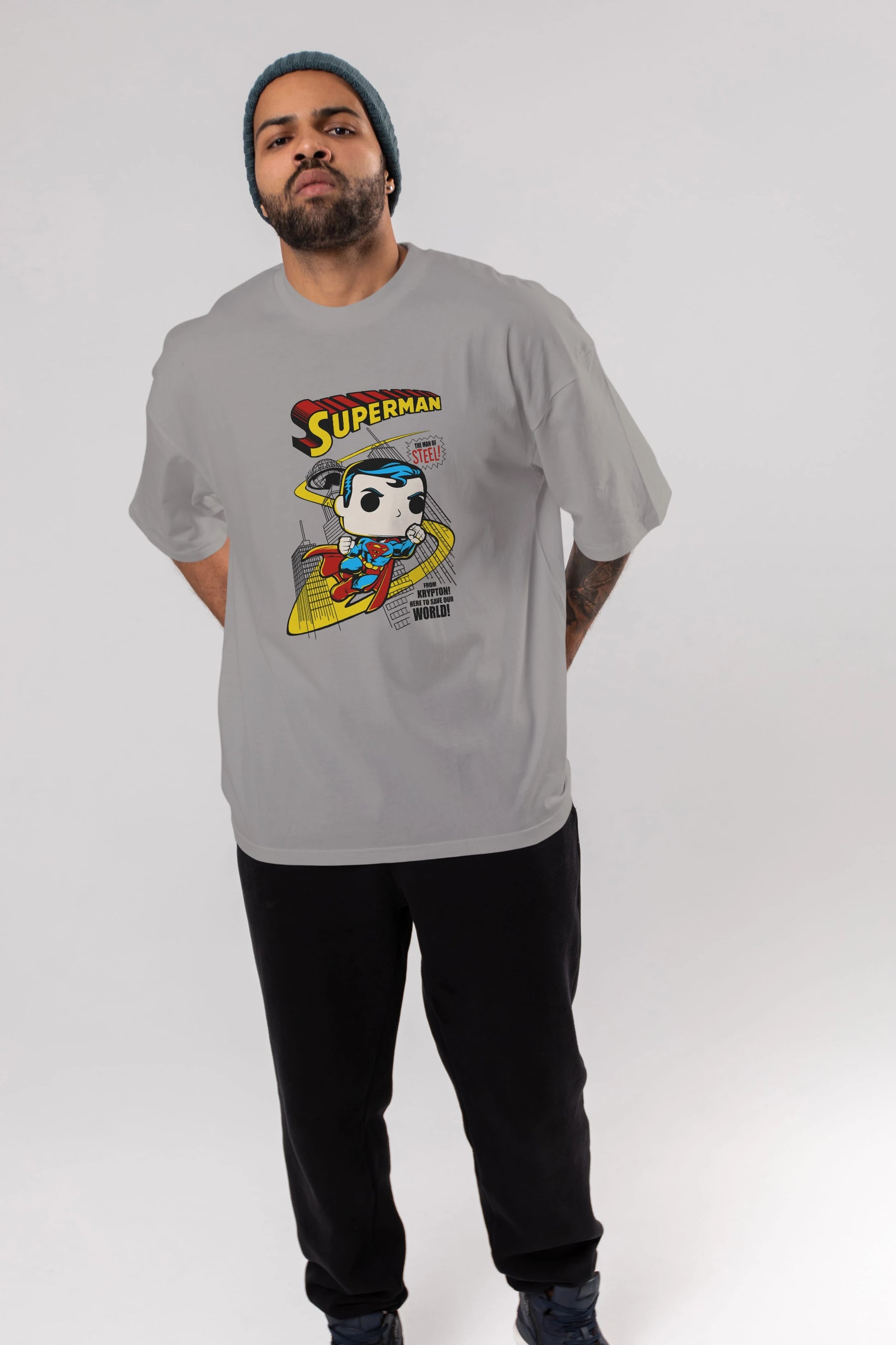 Superman (2) Ön Baskılı Oversize t-shirt Erkek Kadın Unisex %100 Pamuk Bisiklet Yaka tişort