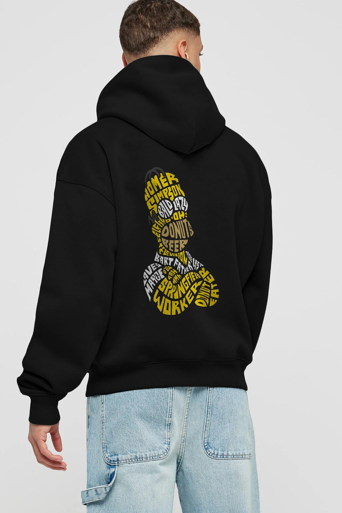Homer Simpson Arka Baskılı Hoodie Oversize Kapüşonlu Sweatshirt Erkek Kadın Unisex