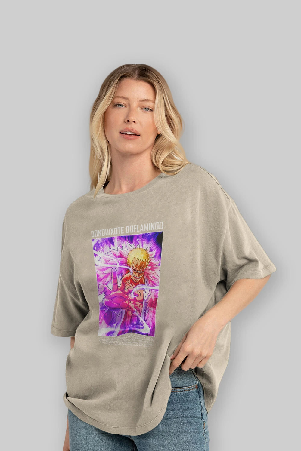 Doflamingo Anime Ön Baskılı Oversize t-shirt Erkek Kadın Unisex