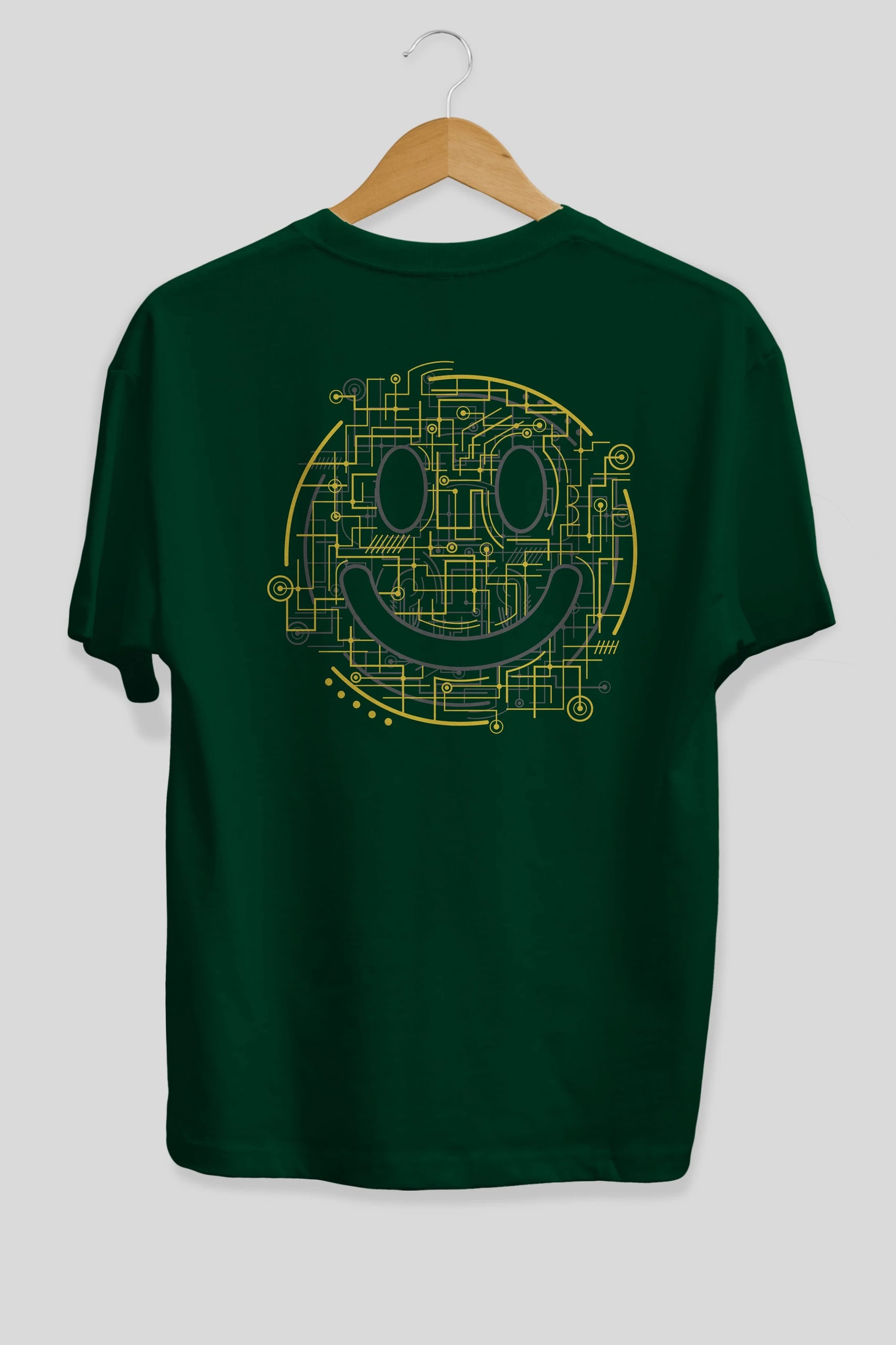 Electric Smiley Arka Baskılı Oversize t-shirt %100 pamuk Erkek Kadın Unisex