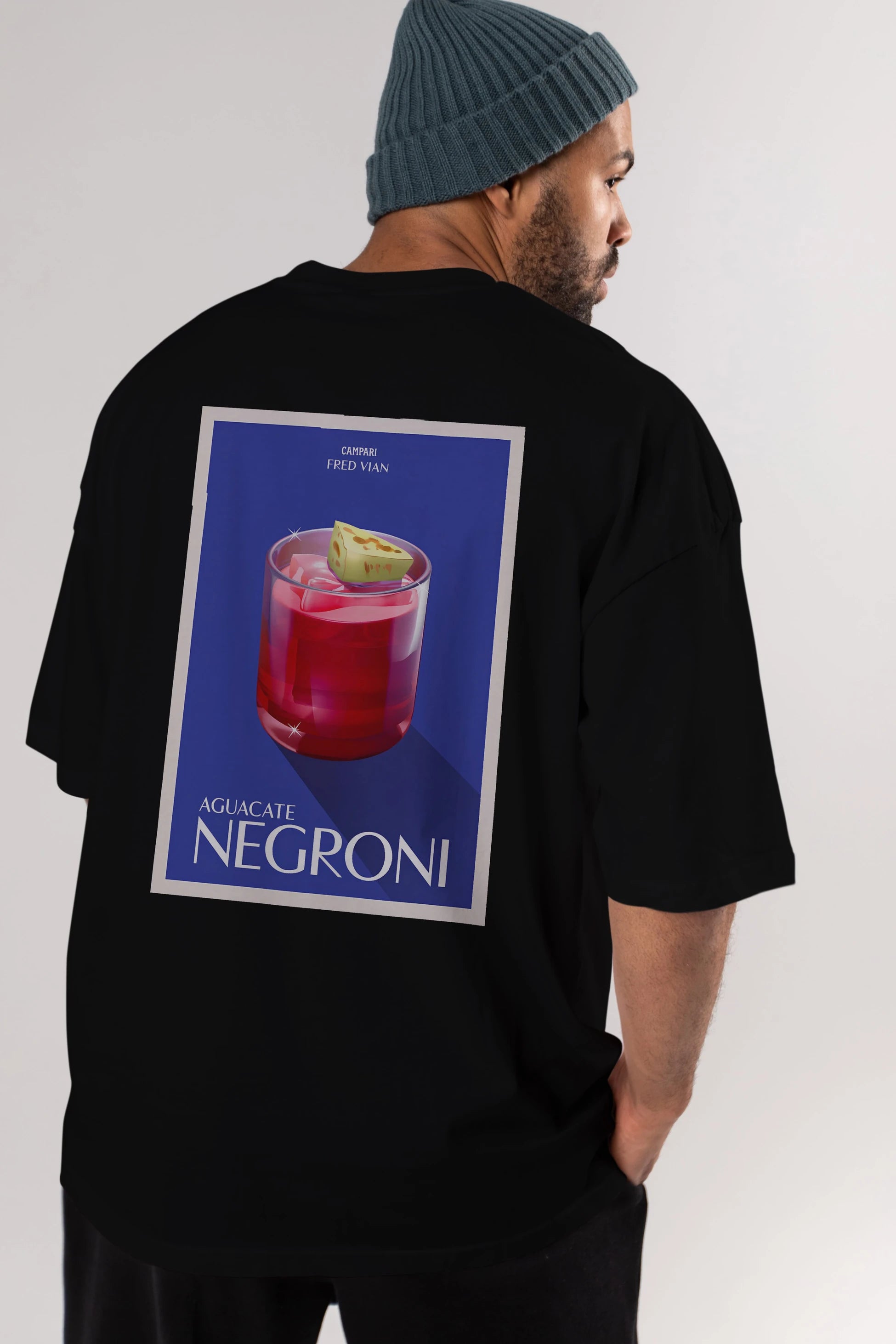 Aguacate Negroni Arka Baskılı Oversize t-shirt Erkek Kadın Unisex %100 Pamuk Bisiklet Yaka tişort