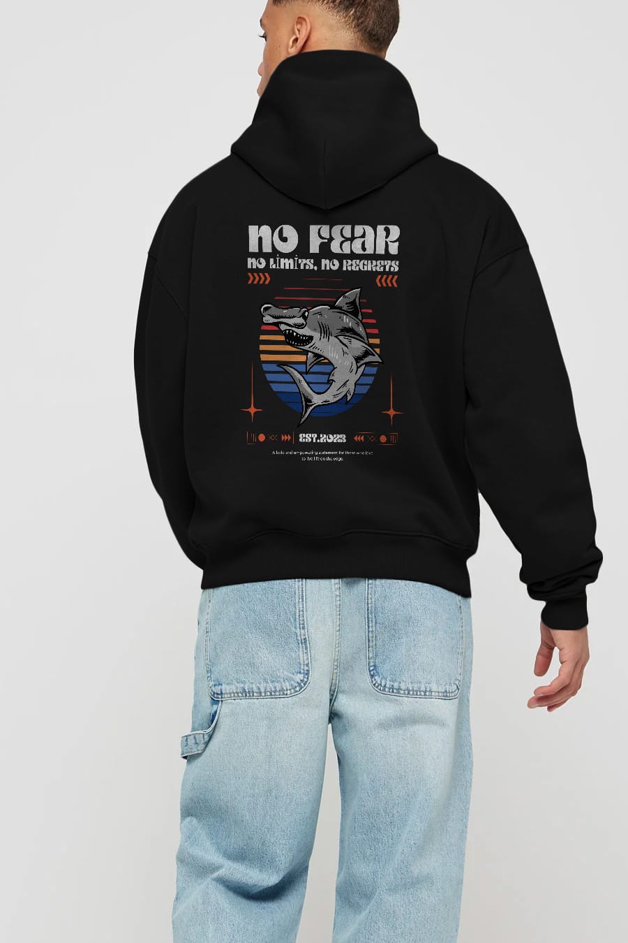 No Fear Yazılı Arka Baskılı Oversize Hoodie Kapüşonlu Sweatshirt Erkek Kadın Unisex