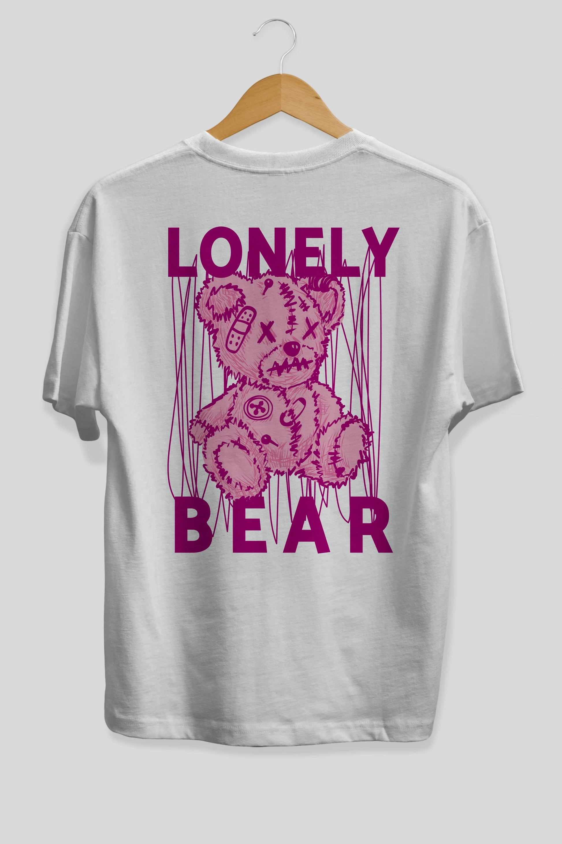 Lonely Bear Arka Baskılı Oversize t-shirt Erkek Kadın Unisex