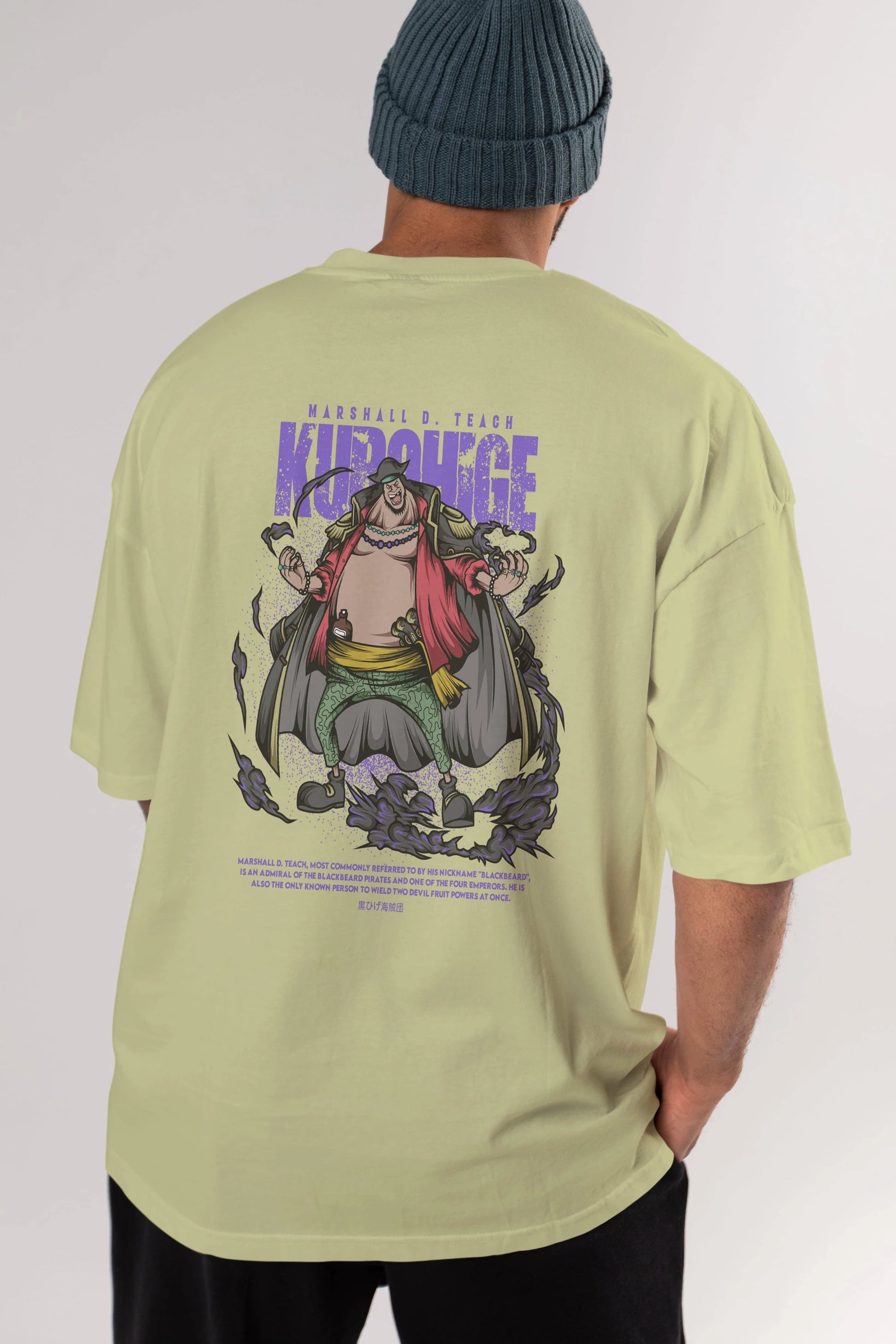 Marshall D. Teach Anime Arka Baskılı Oversize t-shirt Erkek Kadın Unisex
