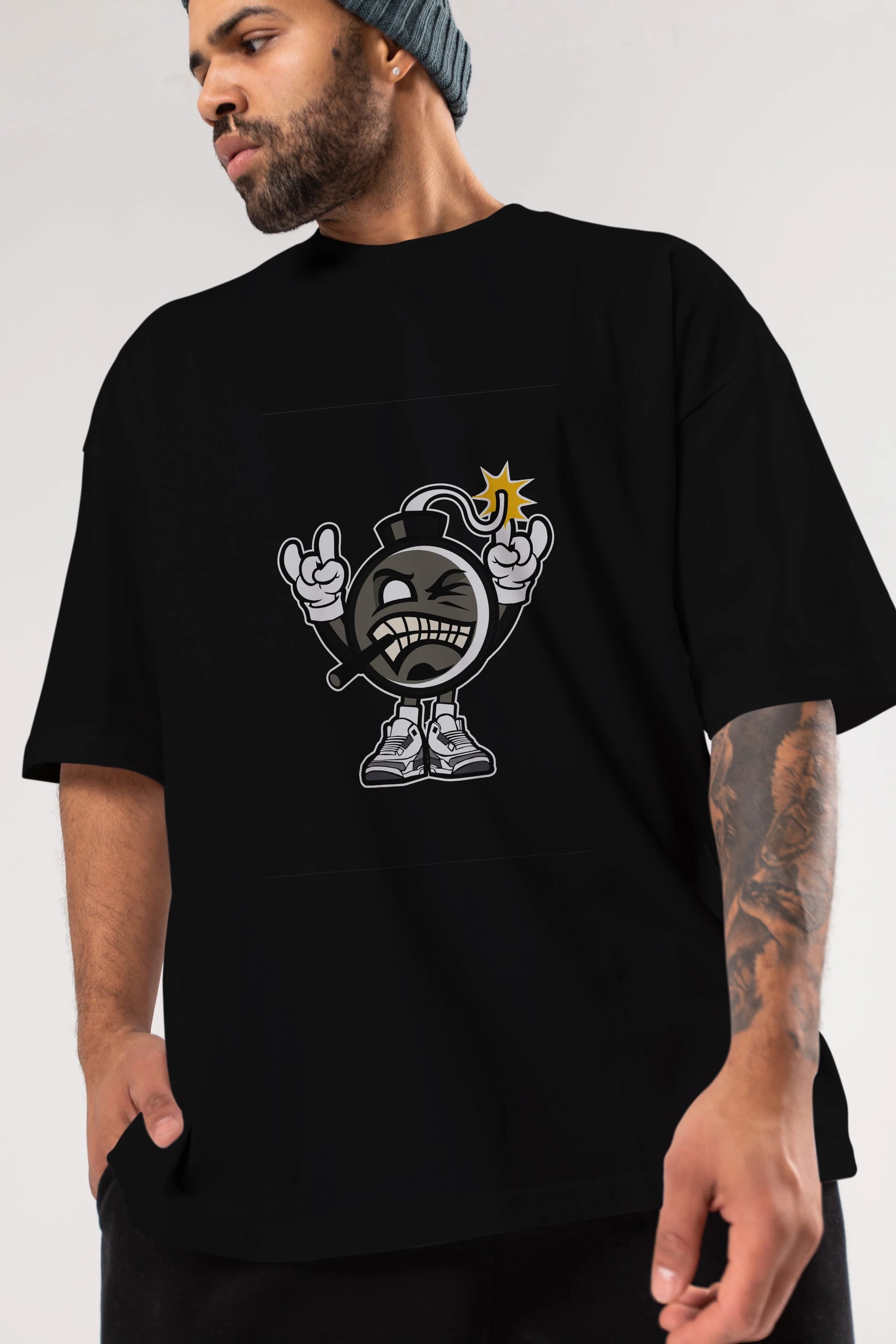 Evil Bomb Ön Baskılı Oversize t-shirt Erkek Kadın Unisex %100 Pamuk tişort