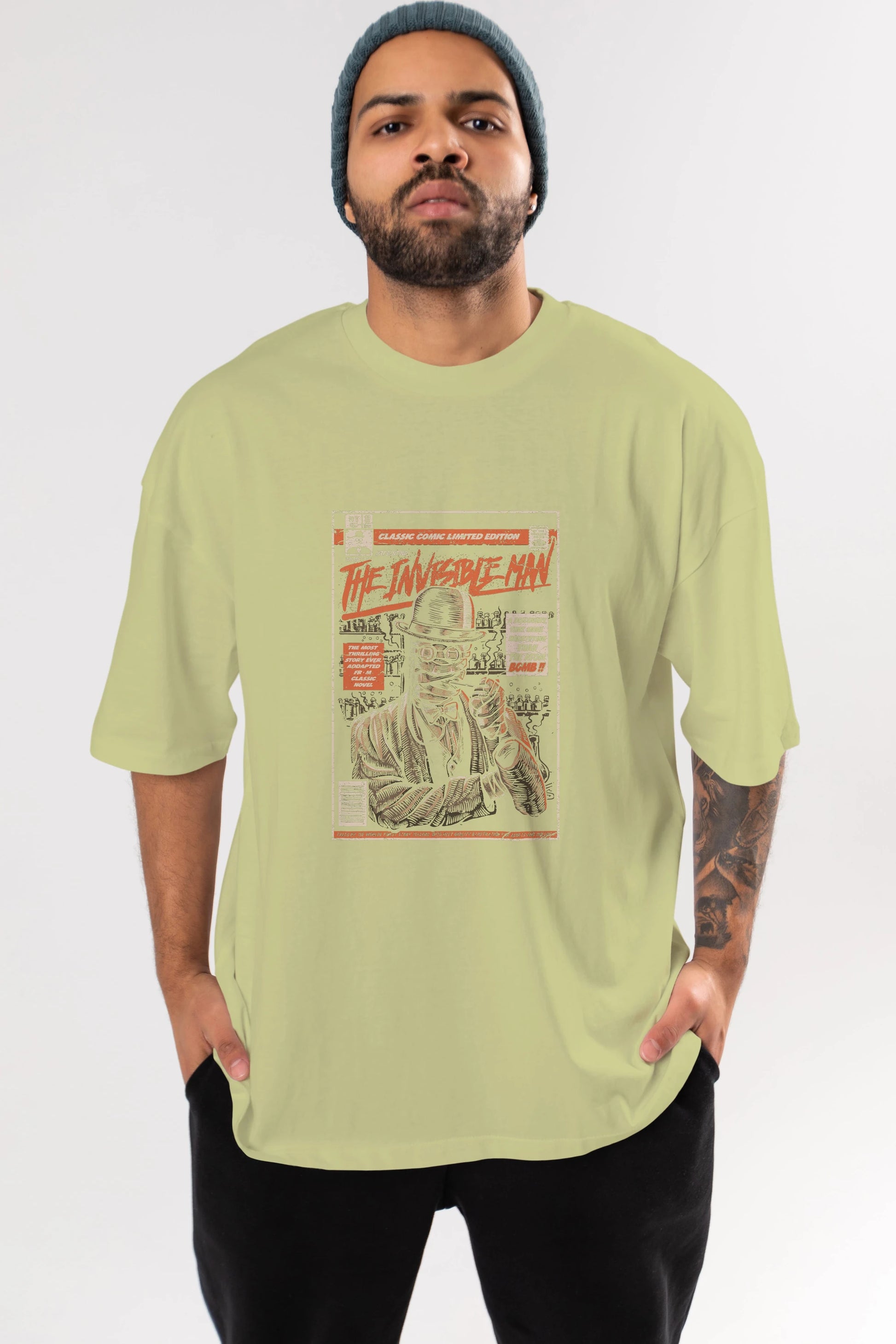 The Invisible Man Ön Baskılı Oversize t-shirt Erkek Kadın Unisex %100 Pamuk tişort