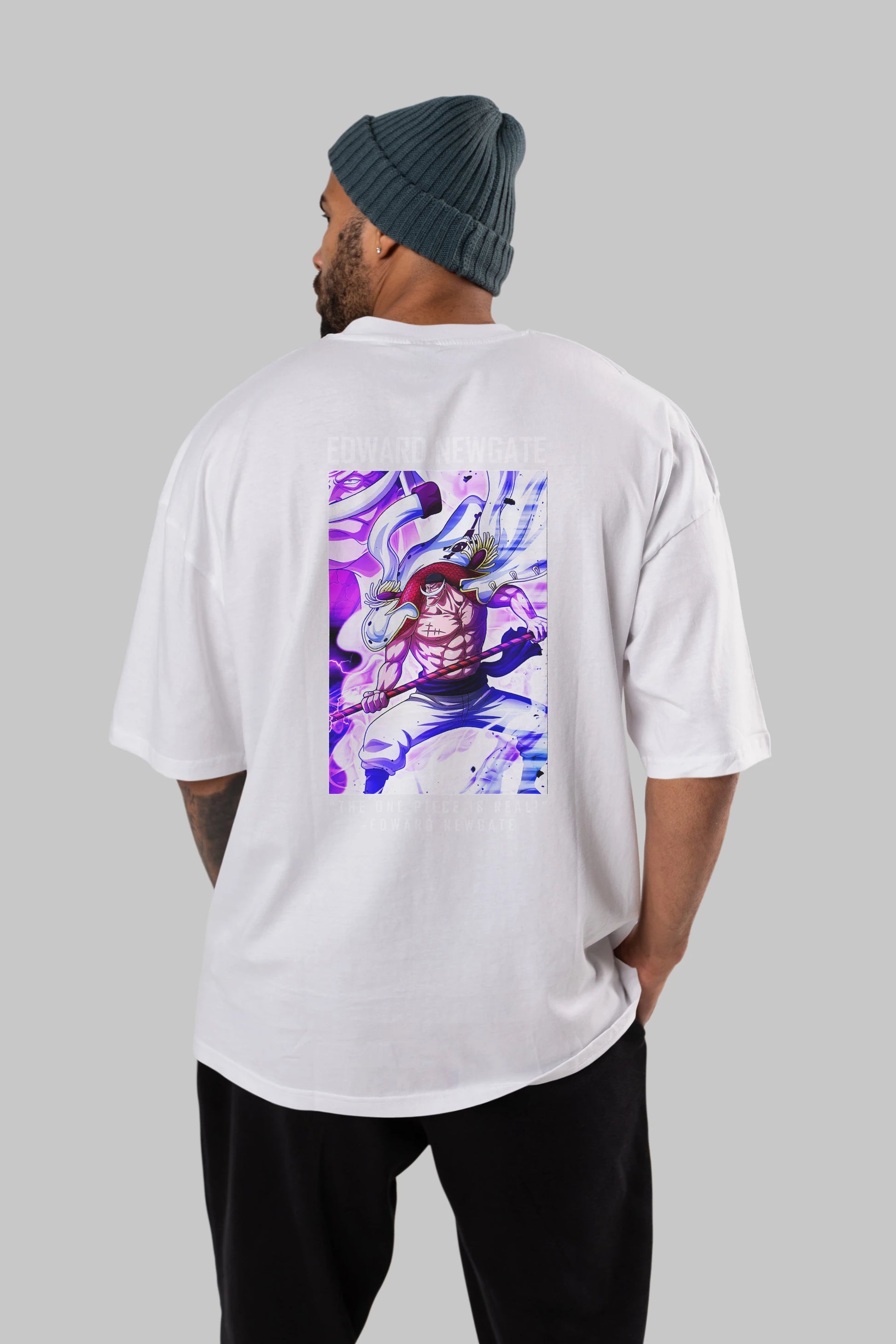 Edward Newgate Anime Arka Baskılı Oversize t-shirt Erkek Kadın Unisex %100 pamuk tişort