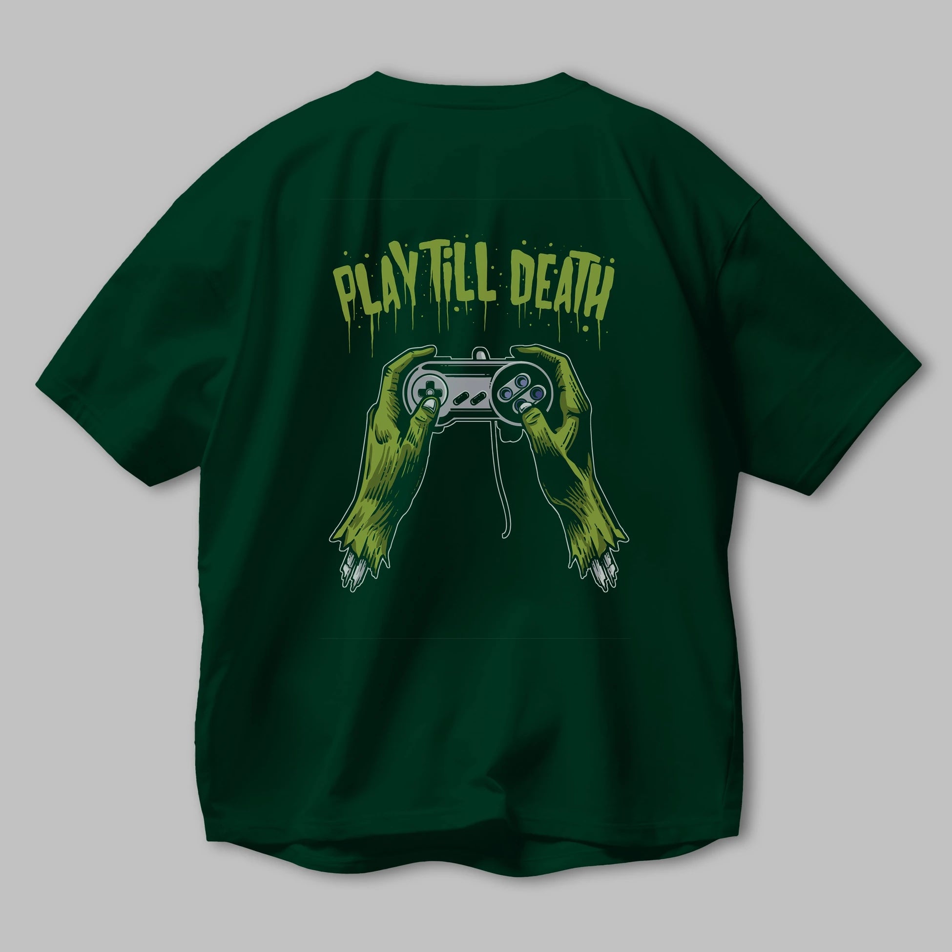 Play Till Death Arka Baskılı Oversize t-shirt Erkek Kadın Unisex %100 Pamuk
