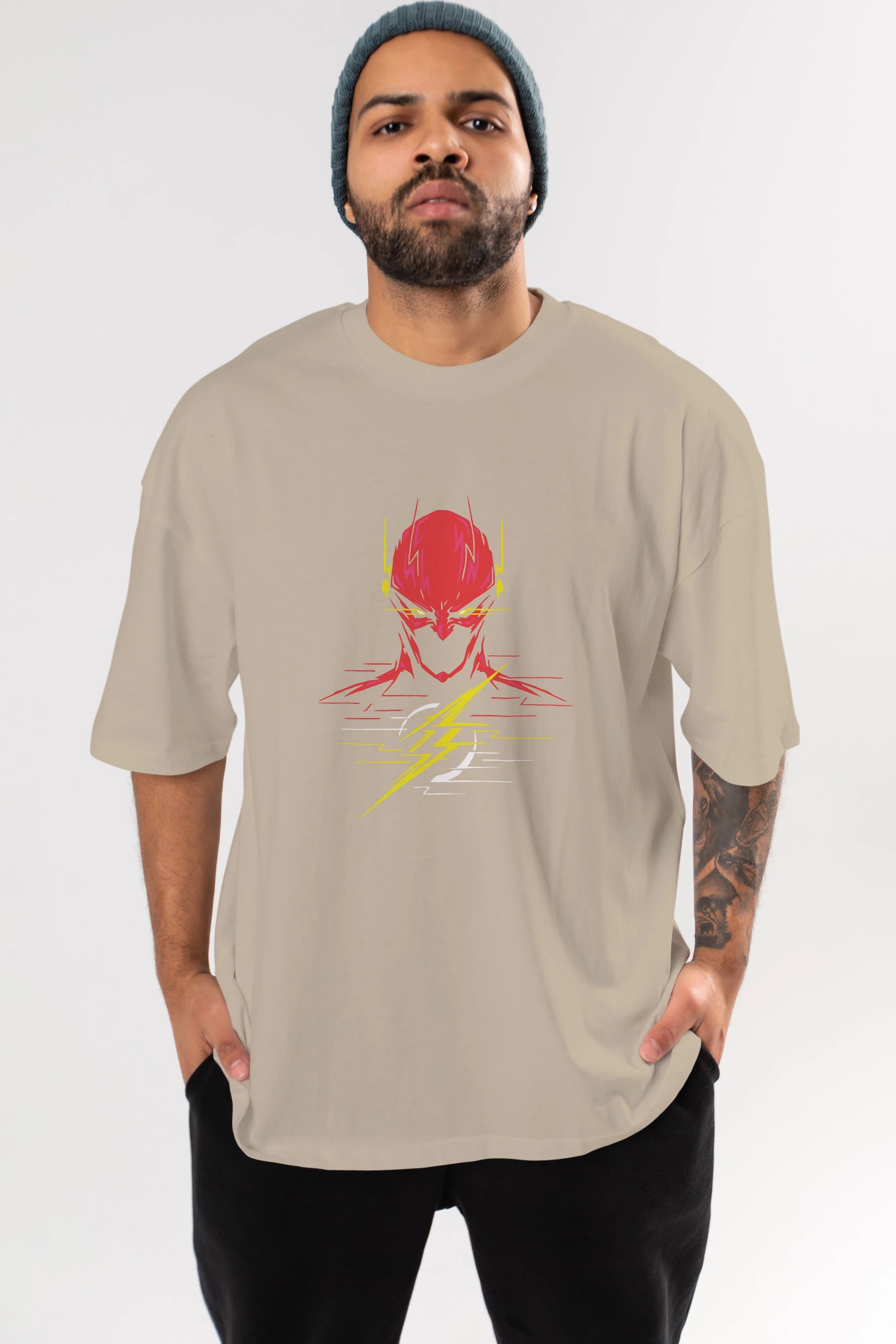 Flash Avengers (2) Ön Baskılı Oversize t-shirt Erkek Kadın Unisex %100 Pamuk Bisiklet Yaka tişort