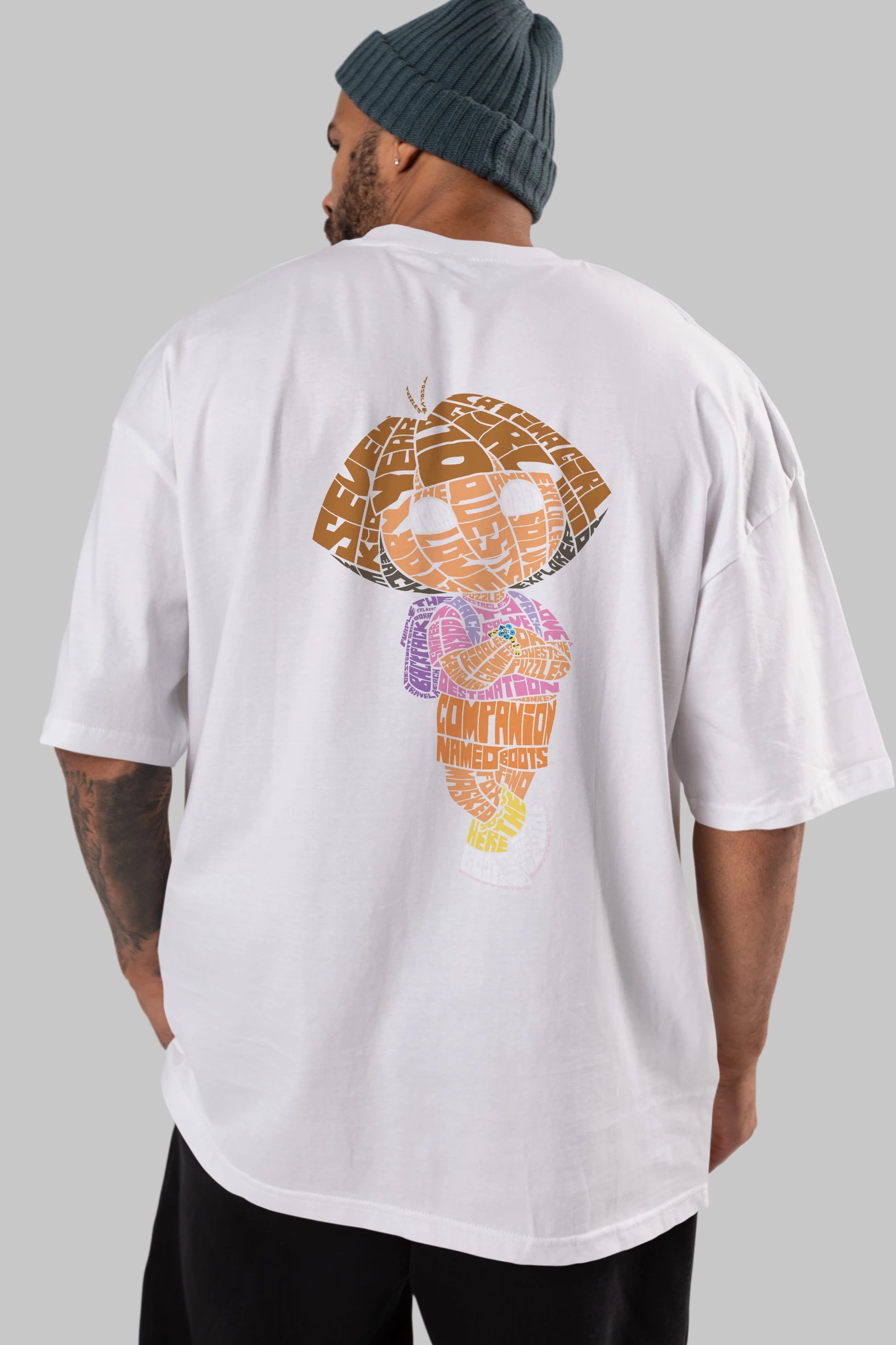 Dora Arka Baskılı Oversize t-shirt %100 pamuk Erkek Kadın Unisex