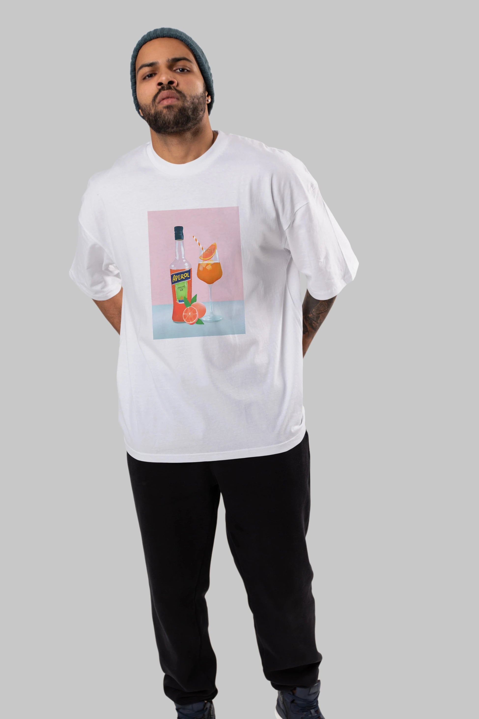 Aperol Spritz 3 Ön Baskılı Oversize t-shirt Erkek Kadın Unisex %100 Pamuk Bisiklet Yaka tişort