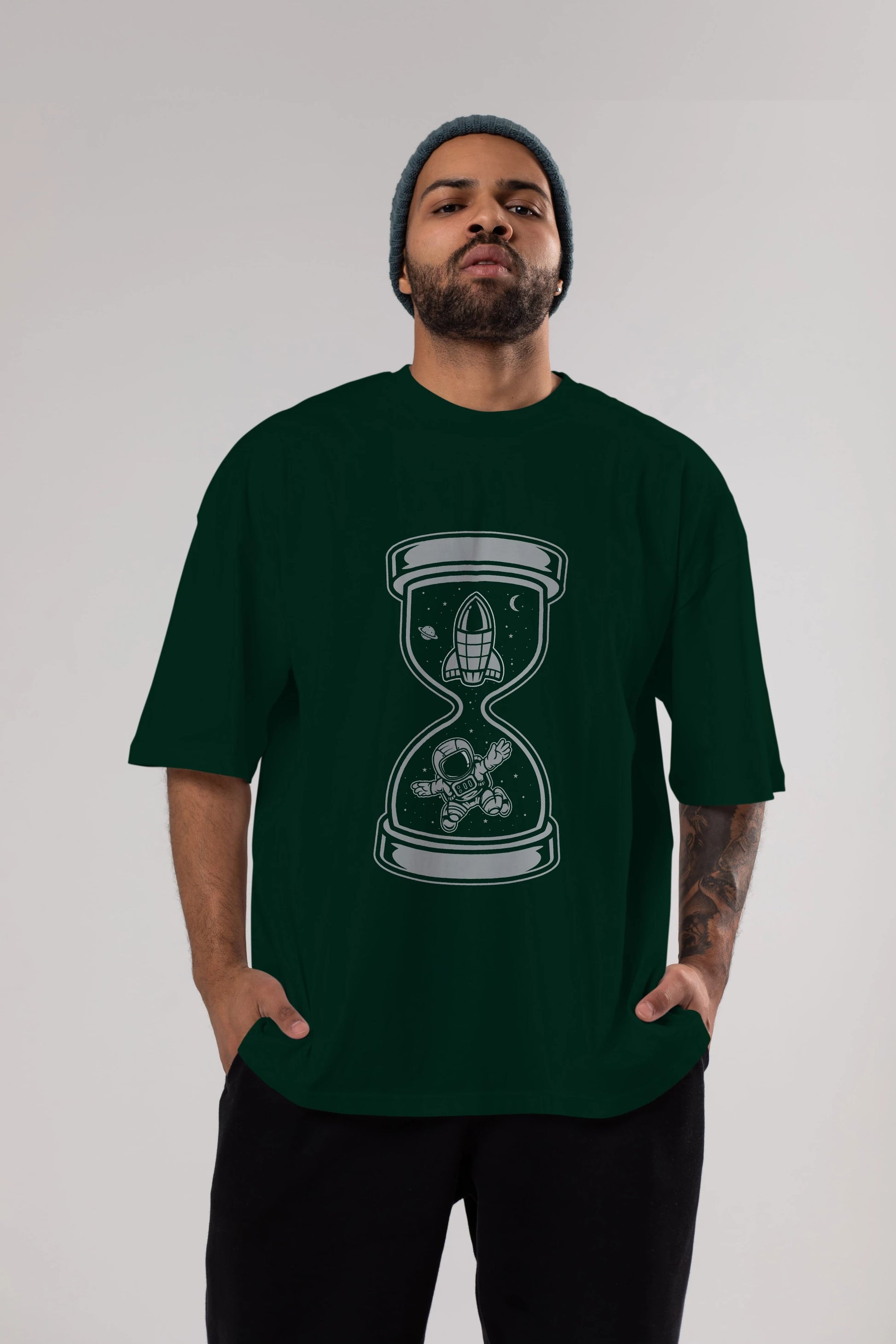 Astronaut Time Ön Baskılı Oversize t-shirt Erkek Kadın Unisex