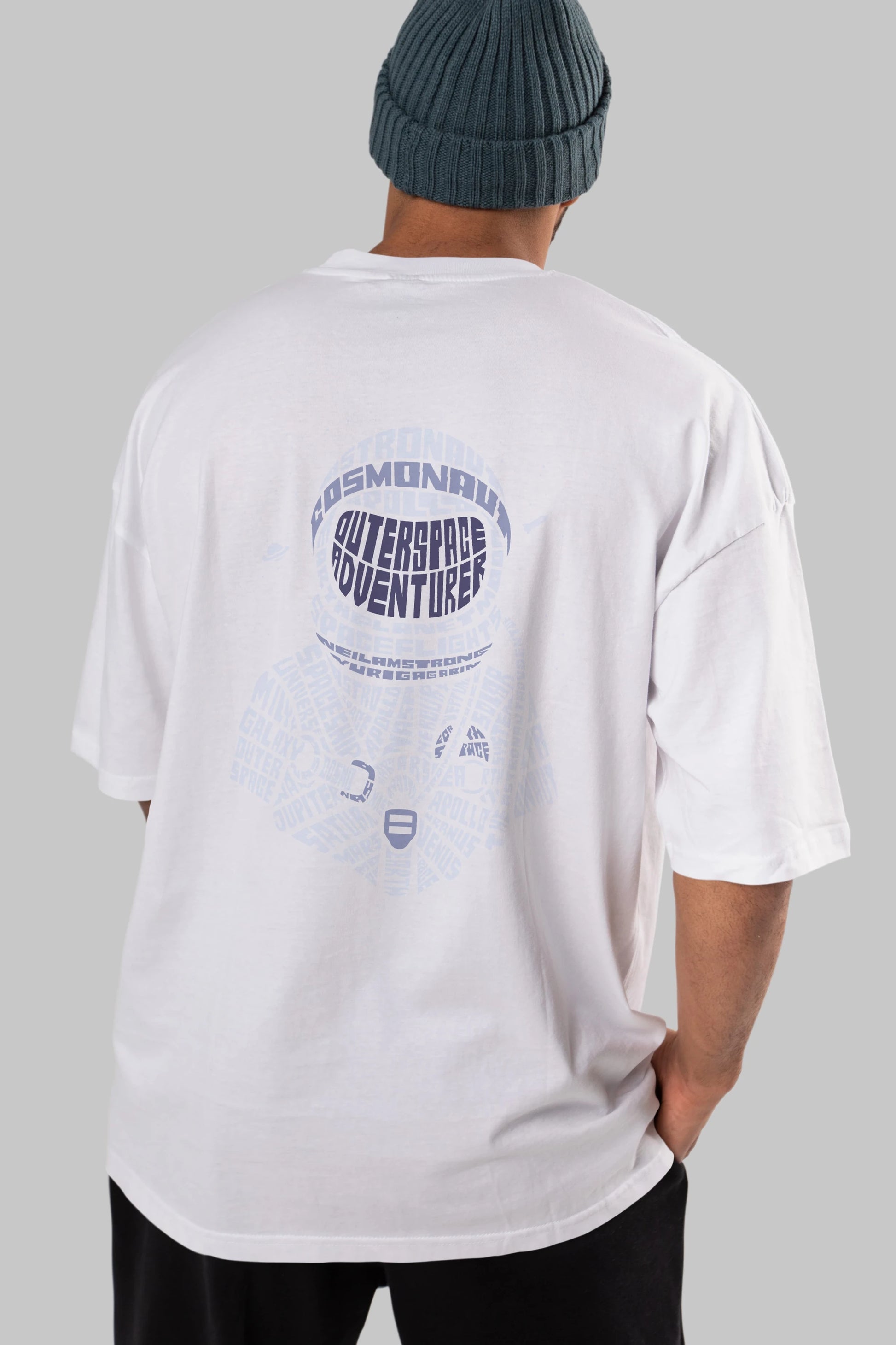 Astronaut Arka Baskılı Oversize t-shirt %100 pamuk Erkek Kadın Unisex