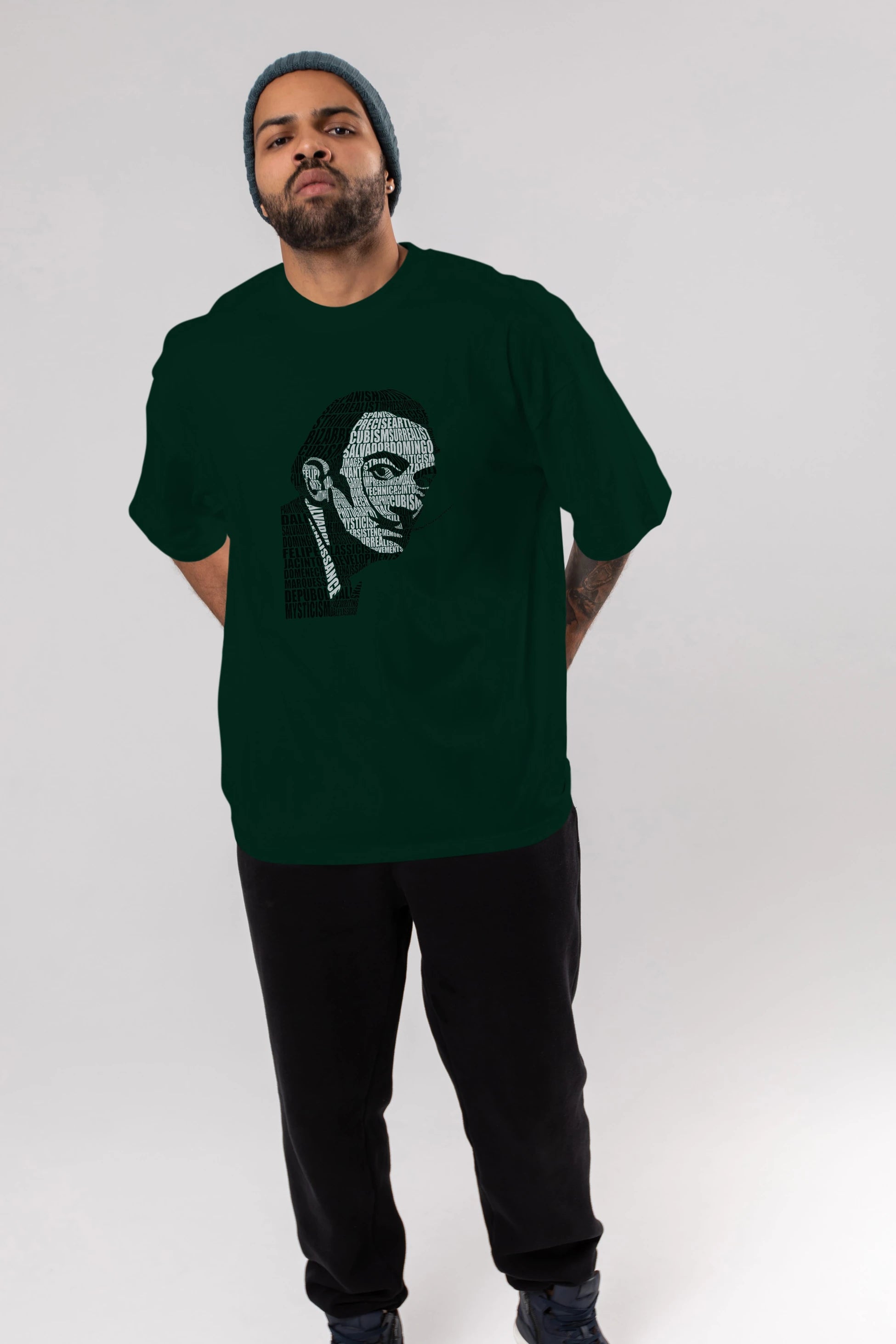 Salvador Dali Calligram Ön Baskılı Oversize t-shirt %100 pamuk Erkek Kadın Unisex