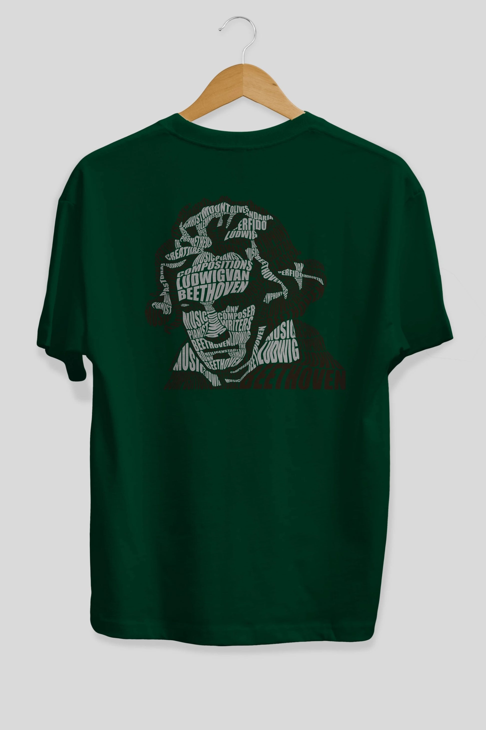 Ludwig van Beethoven Calligram Arka Baskılı Oversize t-shirt %100 pamuk Erkek Kadın Unisex
