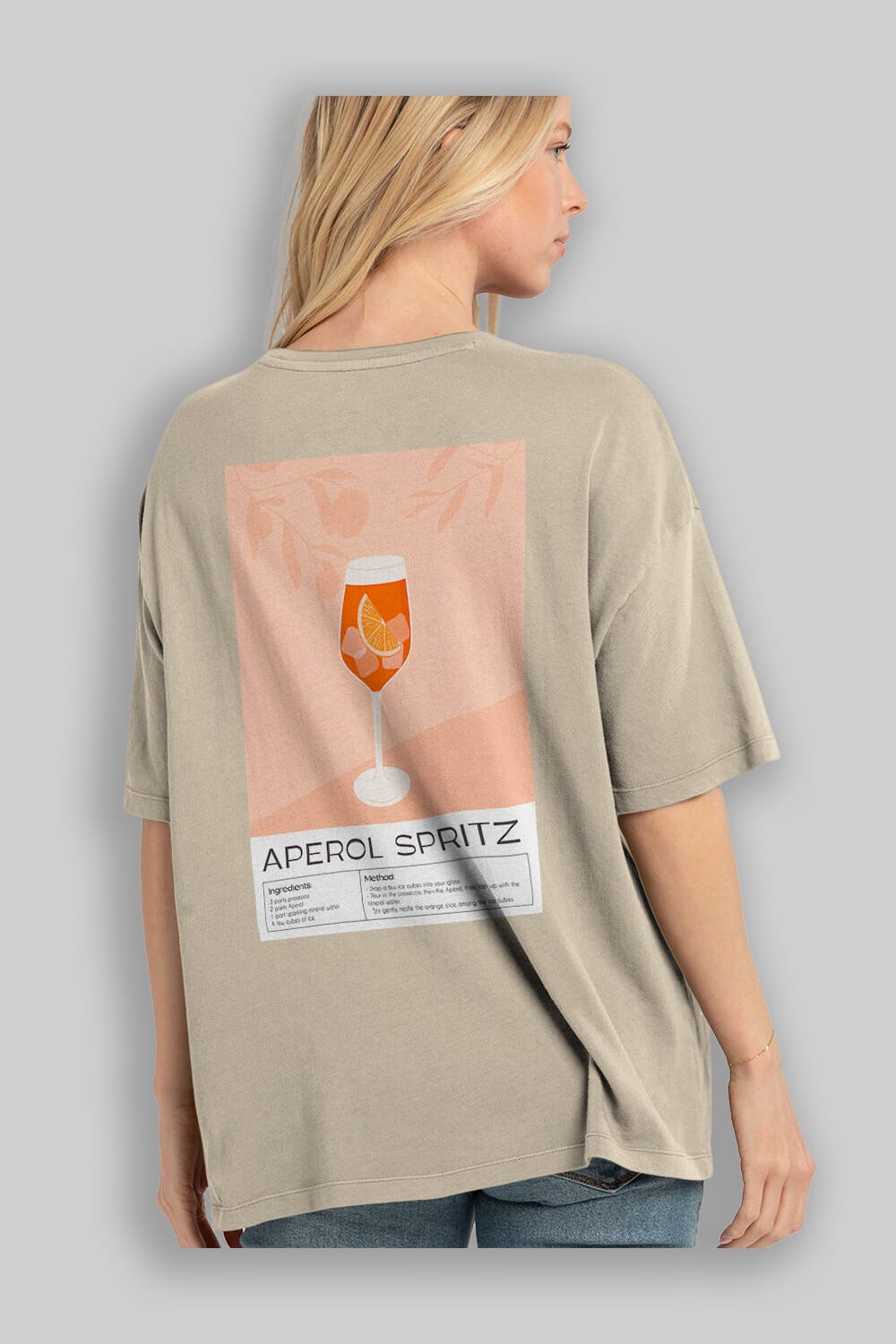 Aperol Spritz 7 Arka Baskılı Oversize t-shirt Erkek Kadın Unisex %100 Pamuk Bisiklet Yaka tişort