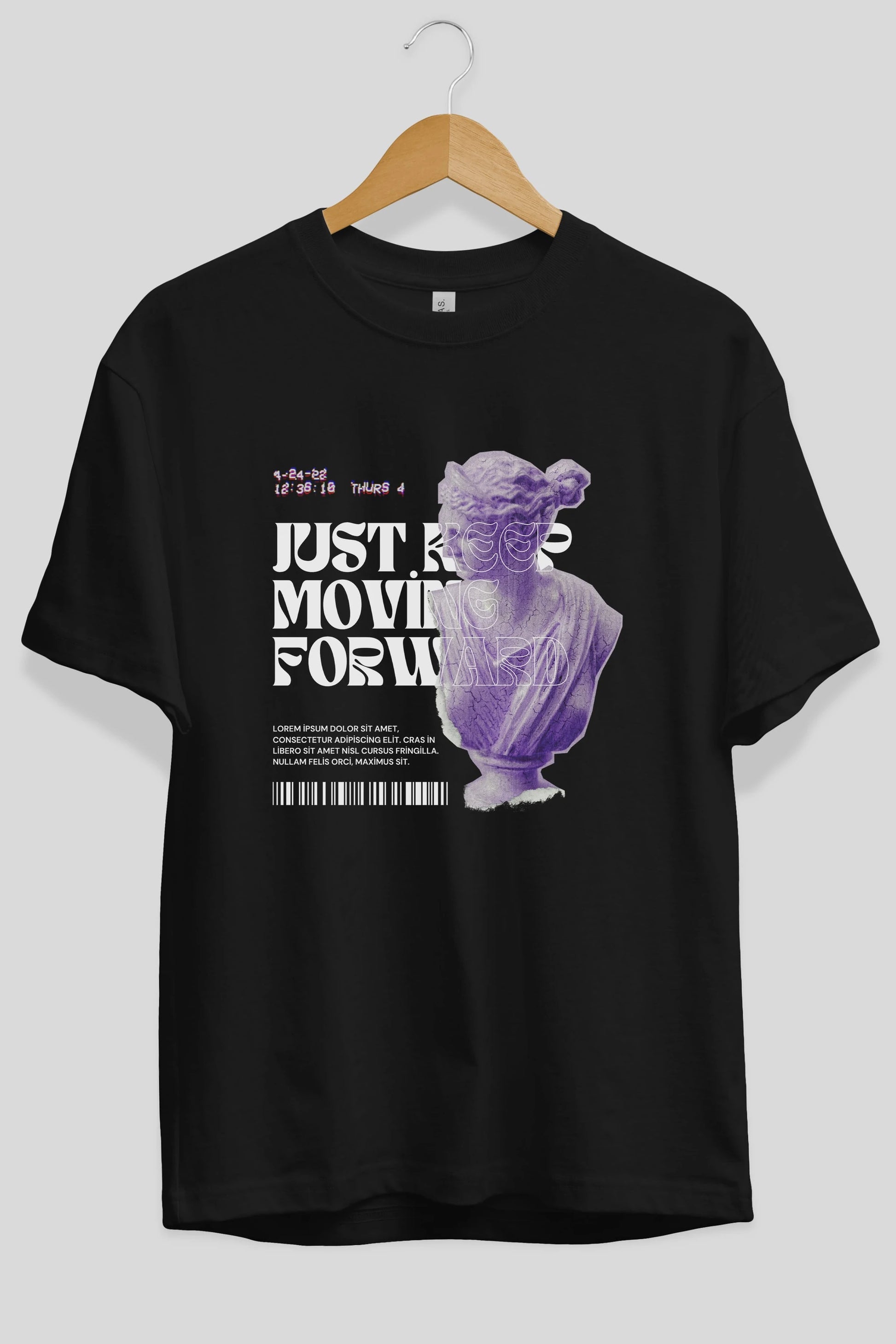Just Keep Moving Forward Yazılı Ön Baskılı Oversize t-shirt Erkek Kadın Unisex