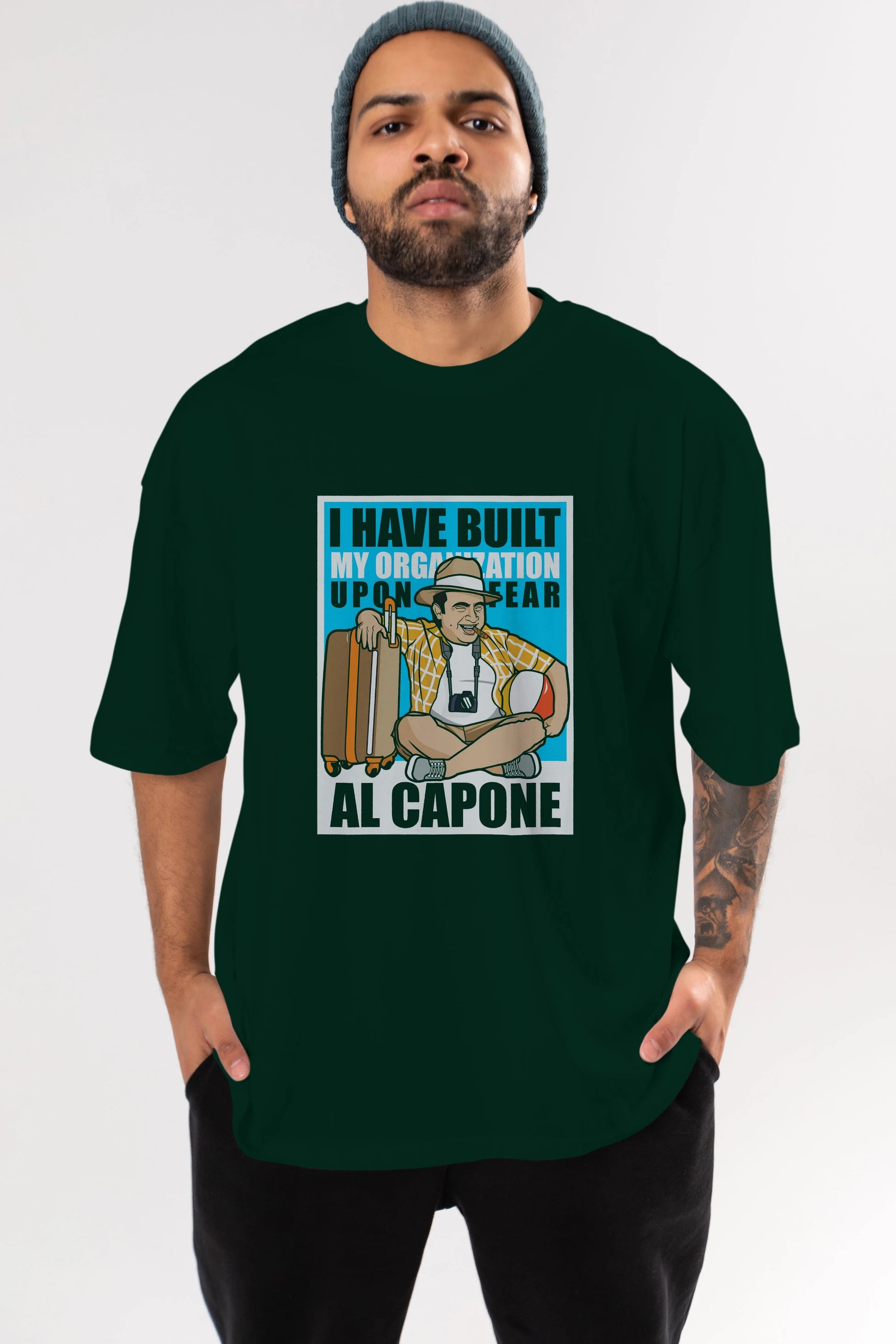 Al Capone Holiday Ön Baskılı Oversize t-shirt Erkek Kadın Unisex %100 Pamuk tişort