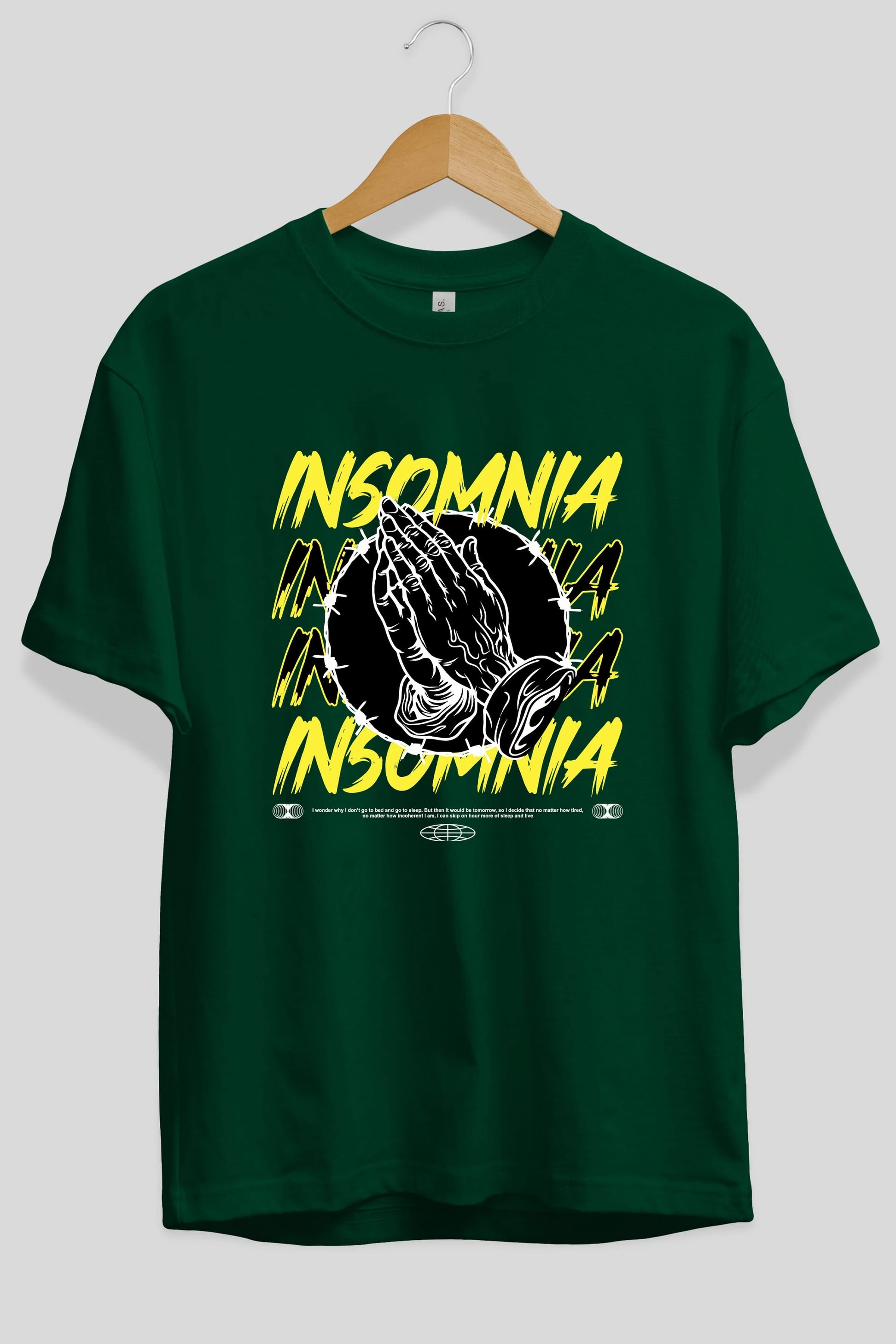 Insomnia Streetwear Ön Baskılı Oversize t-shirt Erkek Kadın Unisex