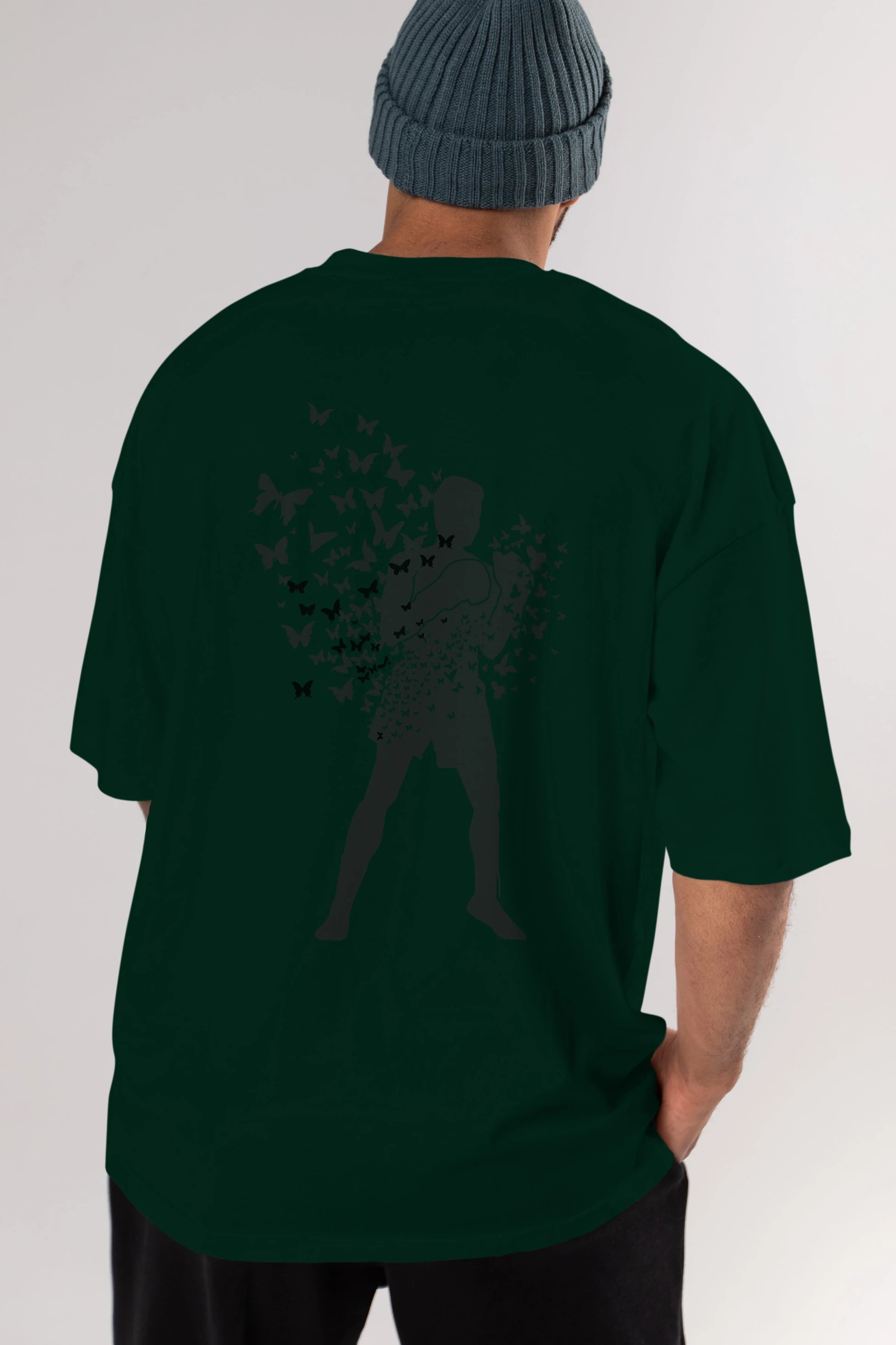 Float Like Butterfly Sting Like Bee Arka Baskılı Oversize t-shirt %100 pamuk Erkek Kadın Unisex
