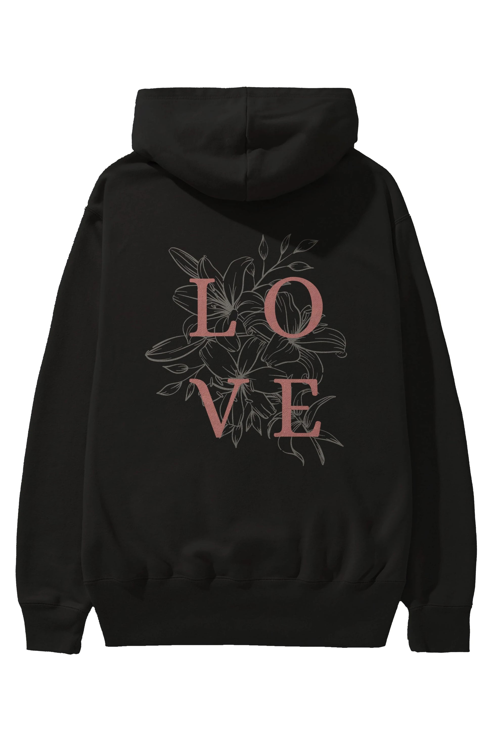 Love Yazılı Arka Baskılı Oversize Hoodie Kapüşonlu Sweatshirt Erkek Kadın Unisex