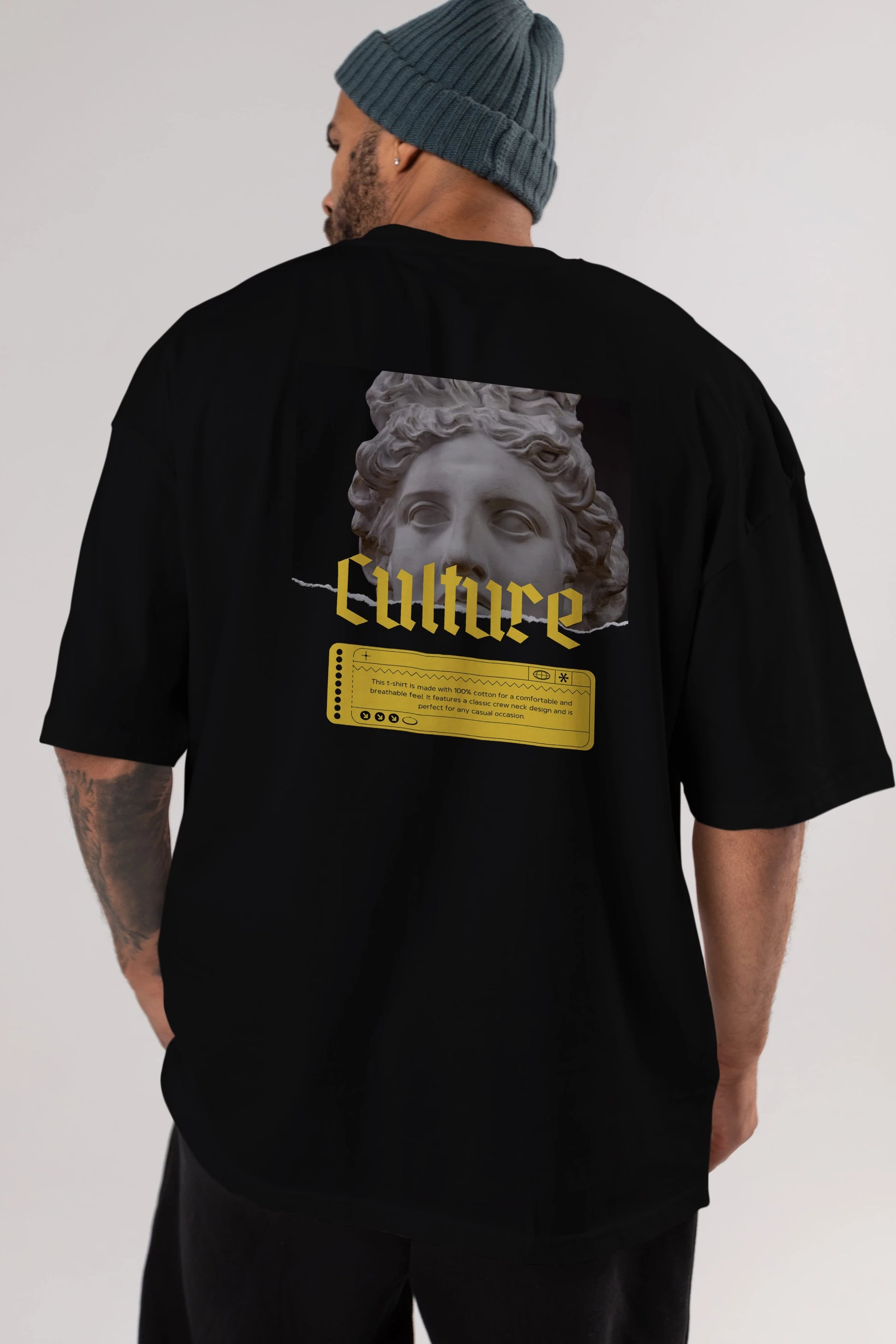 Culture Yazılı Arka Baskılı Oversize t-shirt Erkek Kadın Unisex