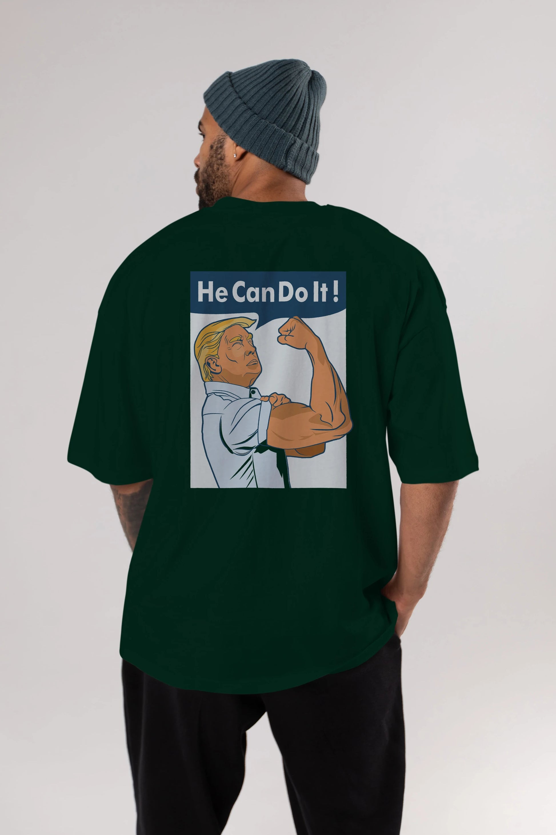 He Can Do It Trump Arka Baskılı Oversize t-shirt Erkek Kadın Unisex %100 Pamuk tişort