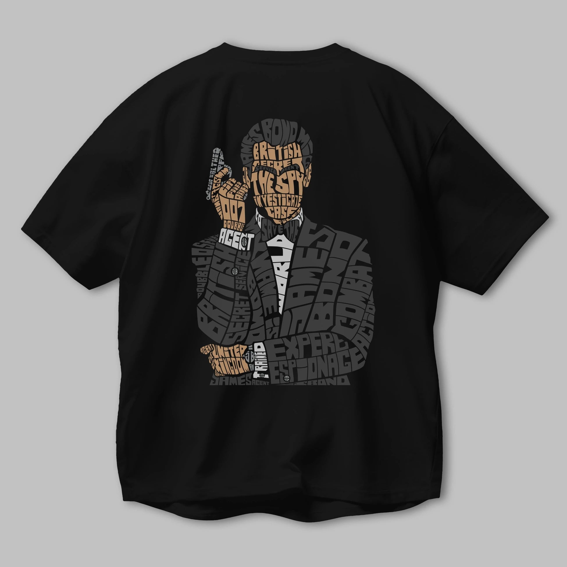 James Bond Arka Baskılı Oversize t-shirt %100 pamuk Erkek Kadın Unisex