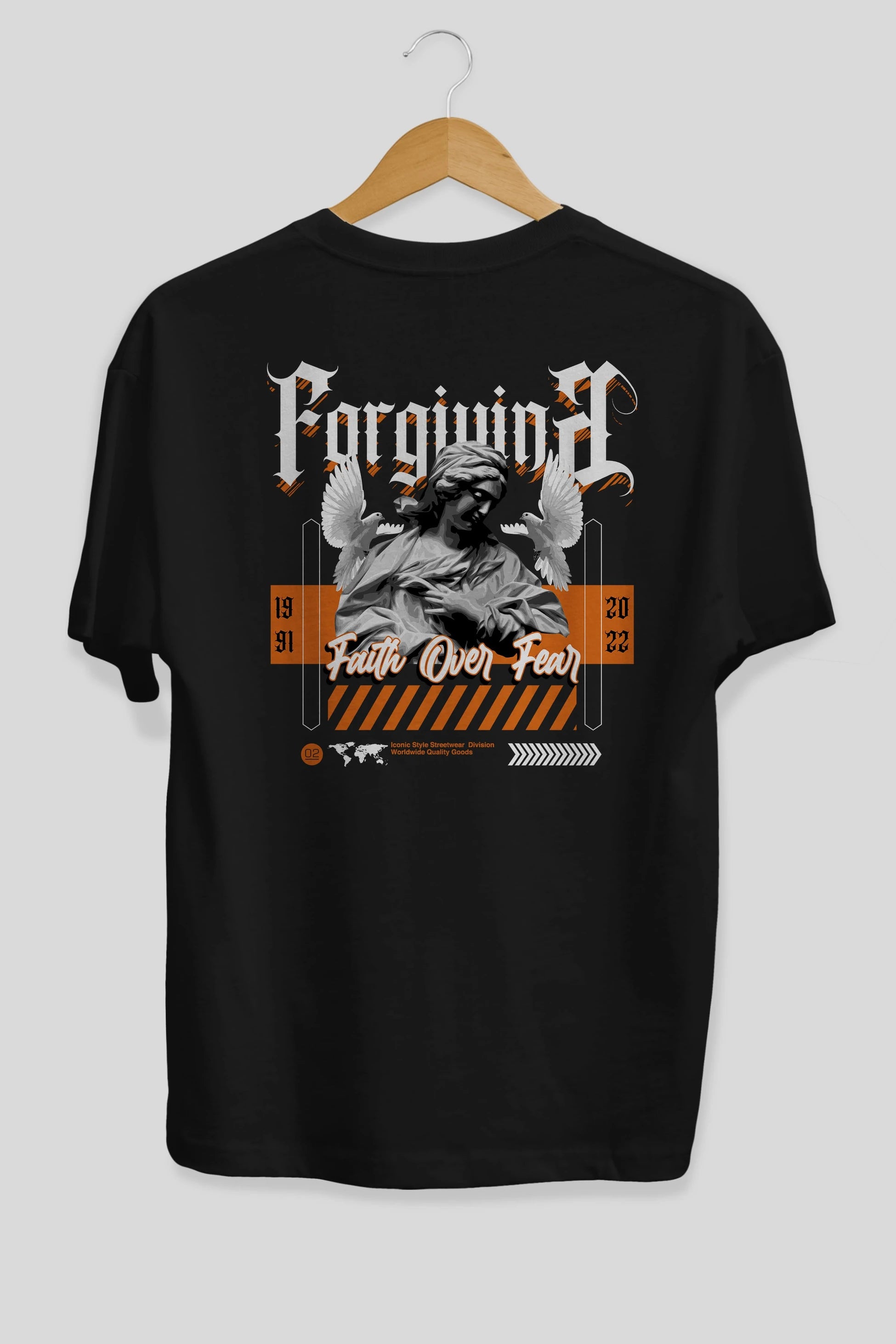 Faith Over Fear 2 Arka Baskılı Oversize t-shirt Erkek Kadın Unisex